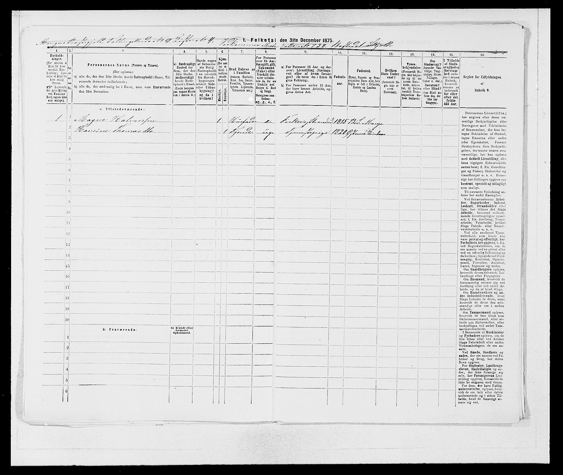 SAB, 1875 census for 1261P Manger, 1875, p. 1327