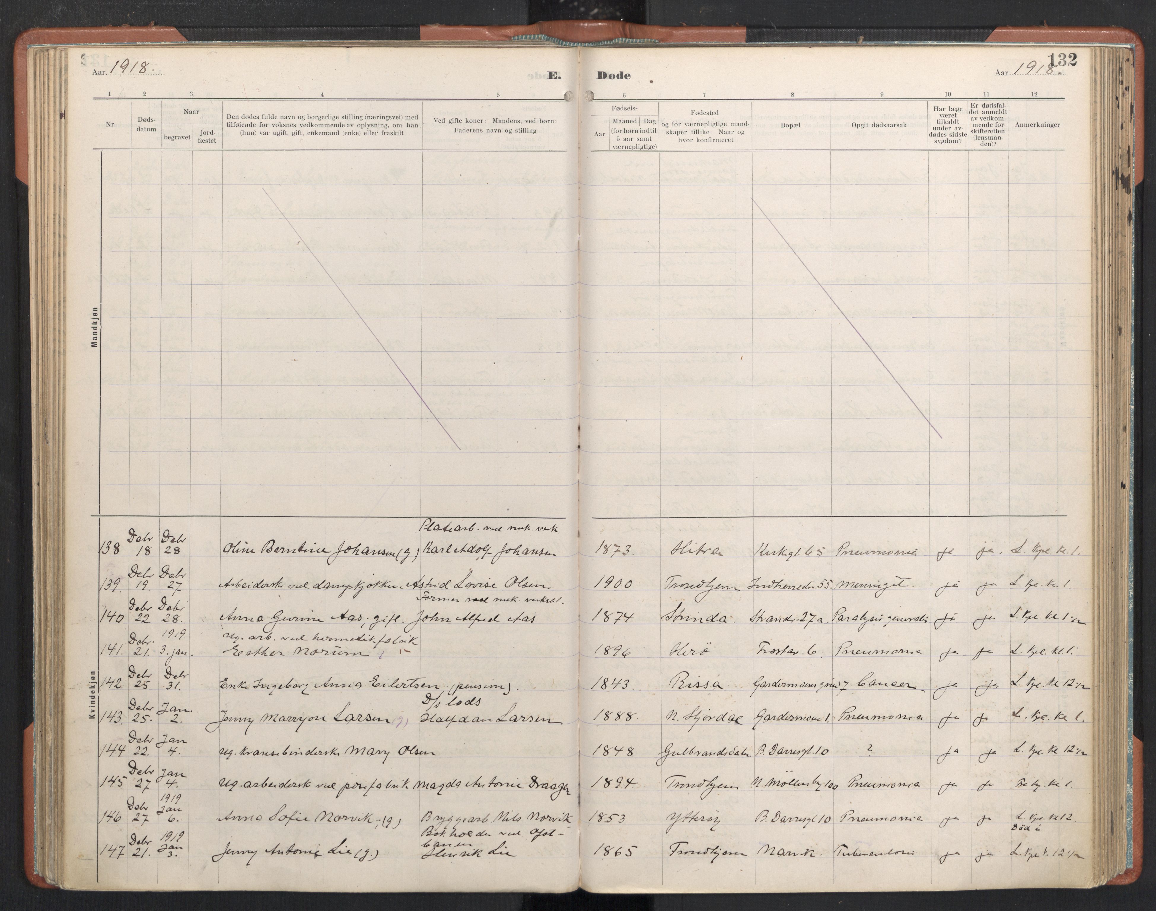 Ministerialprotokoller, klokkerbøker og fødselsregistre - Sør-Trøndelag, AV/SAT-A-1456/605/L0245: Parish register (official) no. 605A07, 1916-1938, p. 132