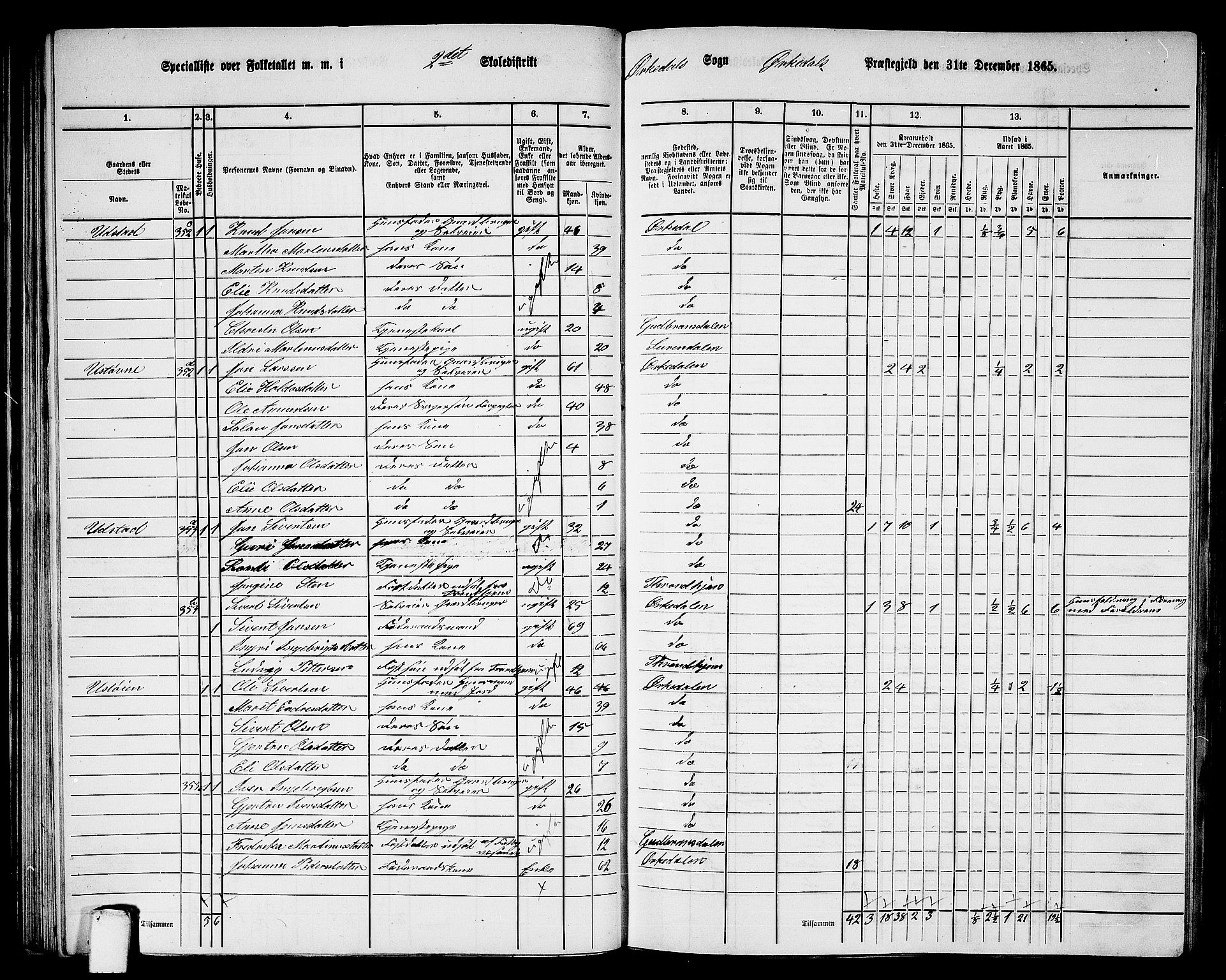 RA, 1865 census for Orkdal, 1865, p. 74