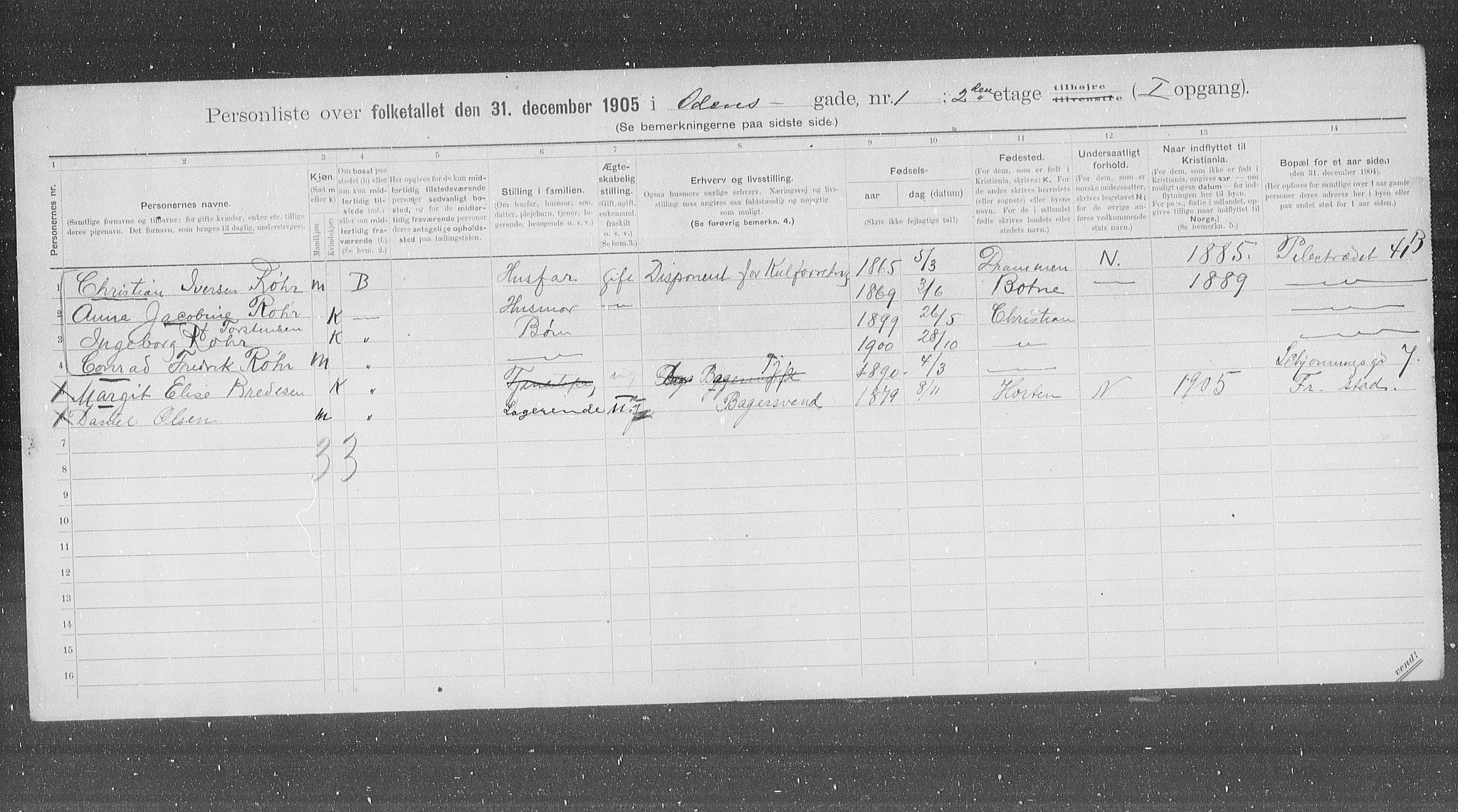 OBA, Municipal Census 1905 for Kristiania, 1905, p. 39248