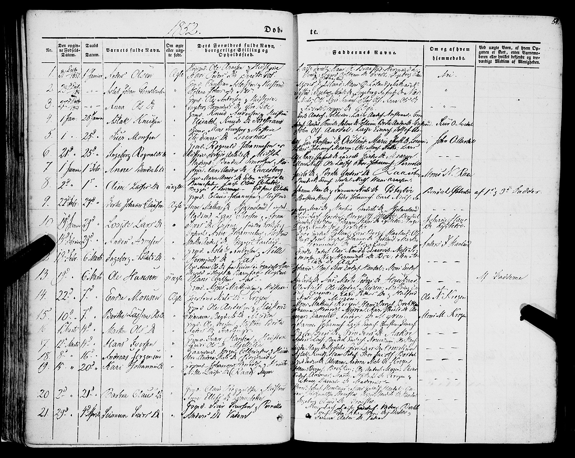 Lavik sokneprestembete, SAB/A-80901: Parish register (official) no. A 3, 1843-1863, p. 54