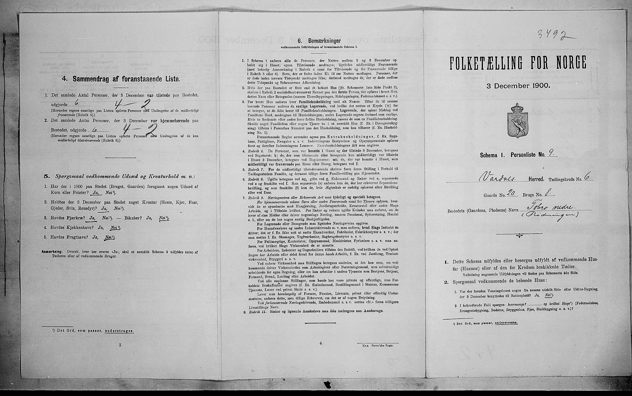 SAH, 1900 census for Vardal, 1900, p. 422