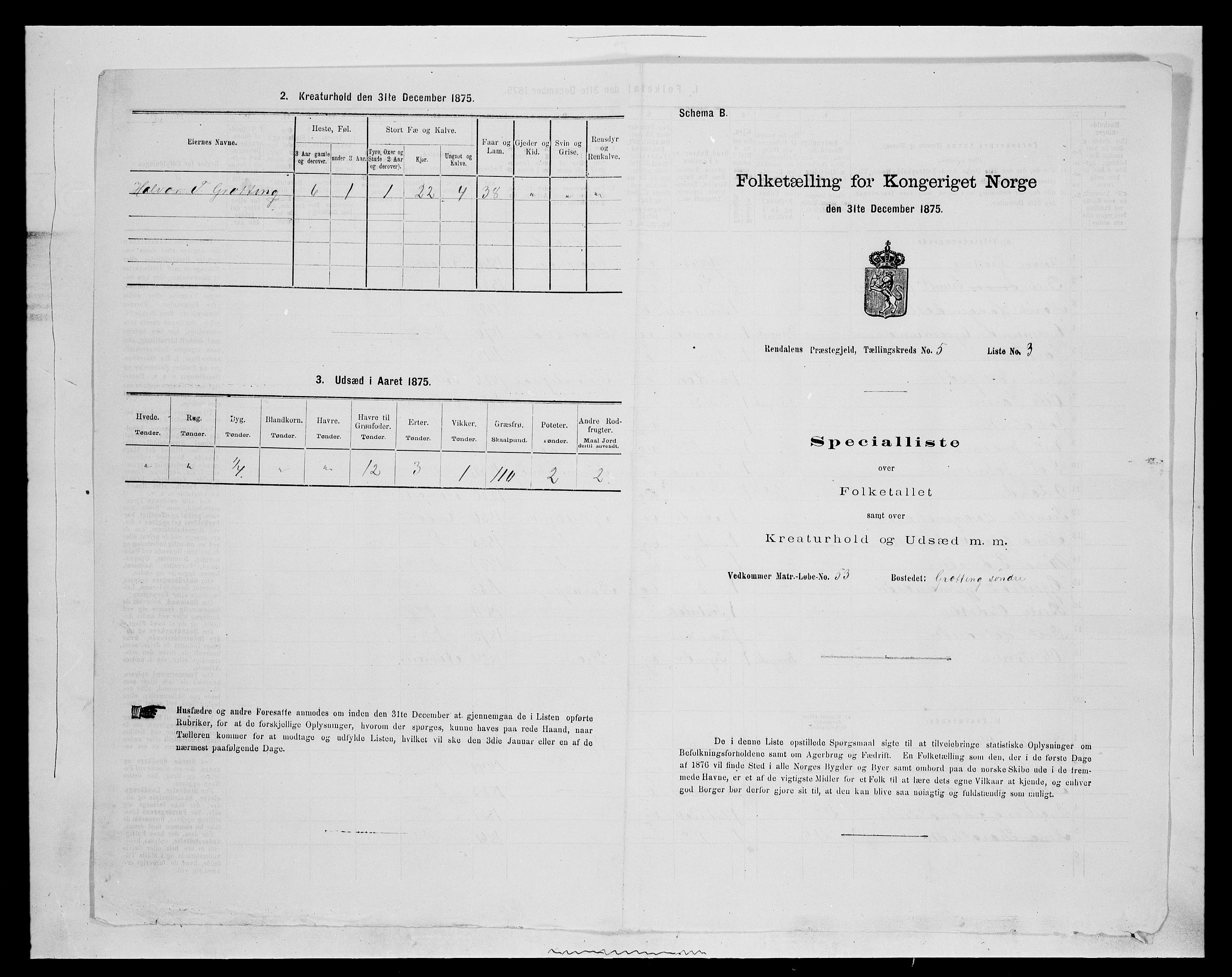 SAH, 1875 census for 0432P Rendalen, 1875, p. 452