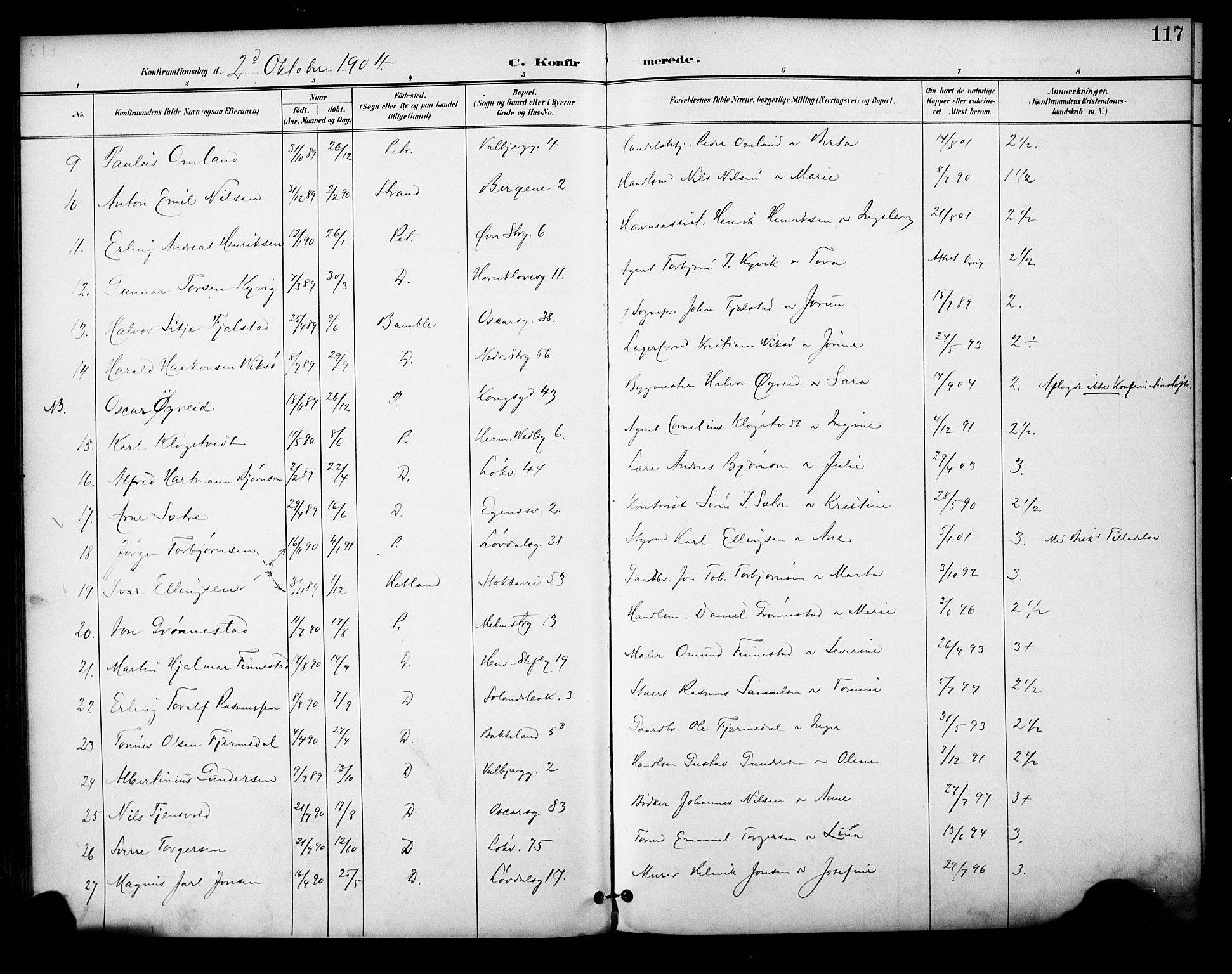 Domkirken sokneprestkontor, AV/SAST-A-101812/001/30/30BA/L0031: Parish register (official) no. A 30, 1896-1916, p. 117