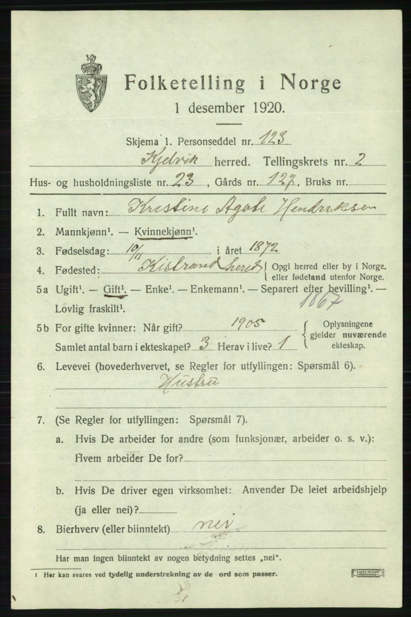 SATØ, 1920 census for Kjelvik, 1920, p. 1631