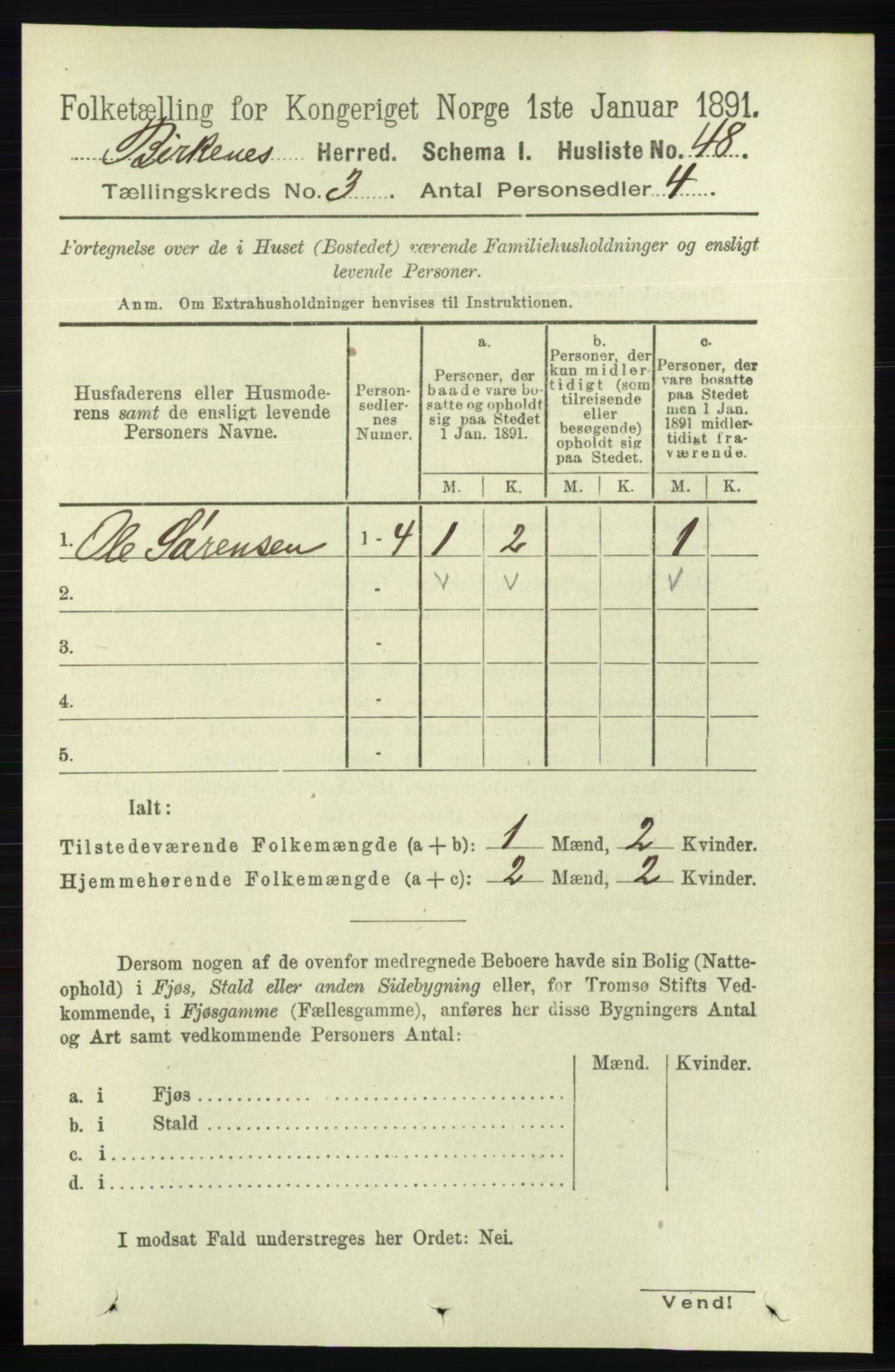 RA, 1891 Census for 0928 Birkenes, 1891, p. 828