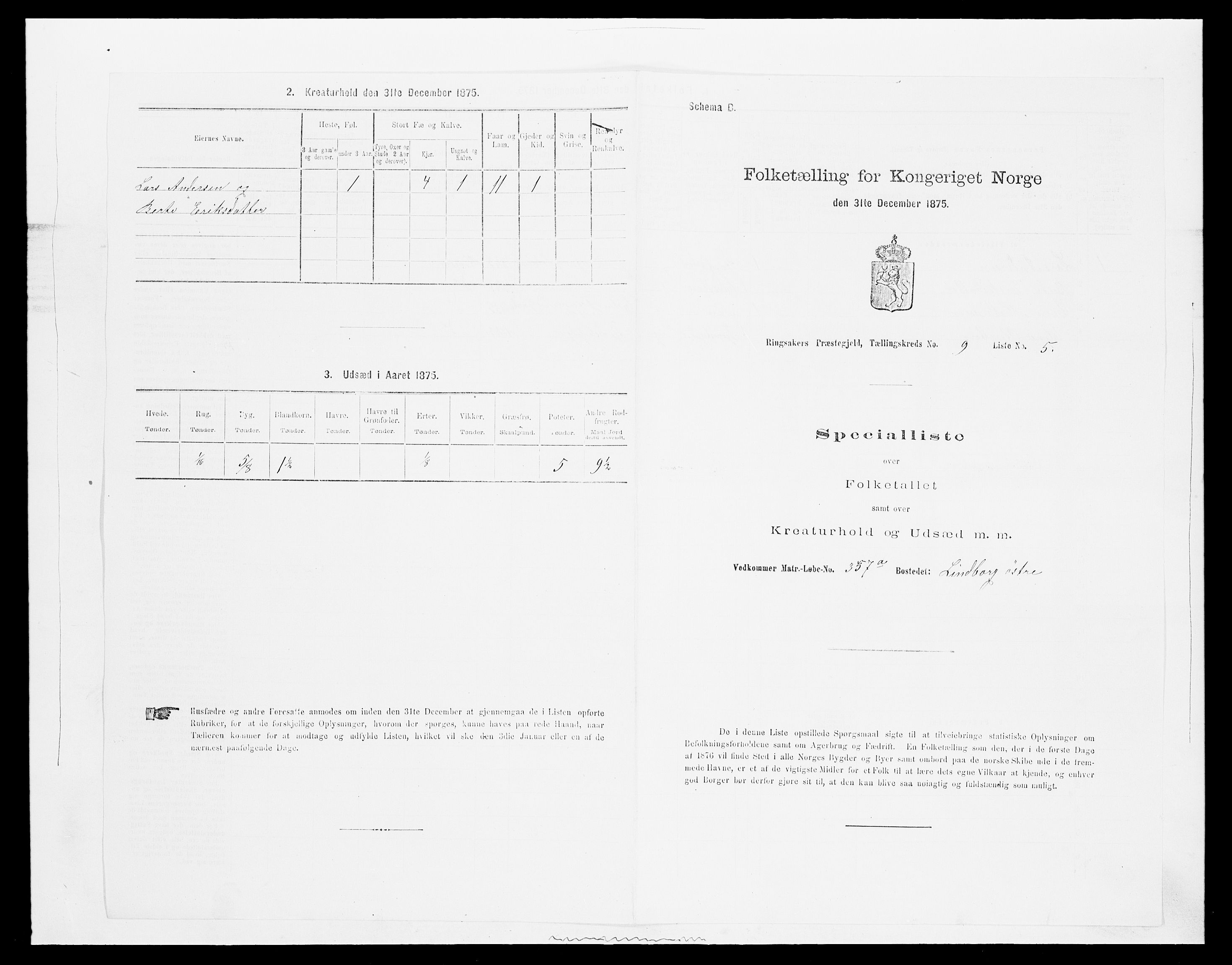 SAH, 1875 census for 0412P Ringsaker, 1875, p. 1801