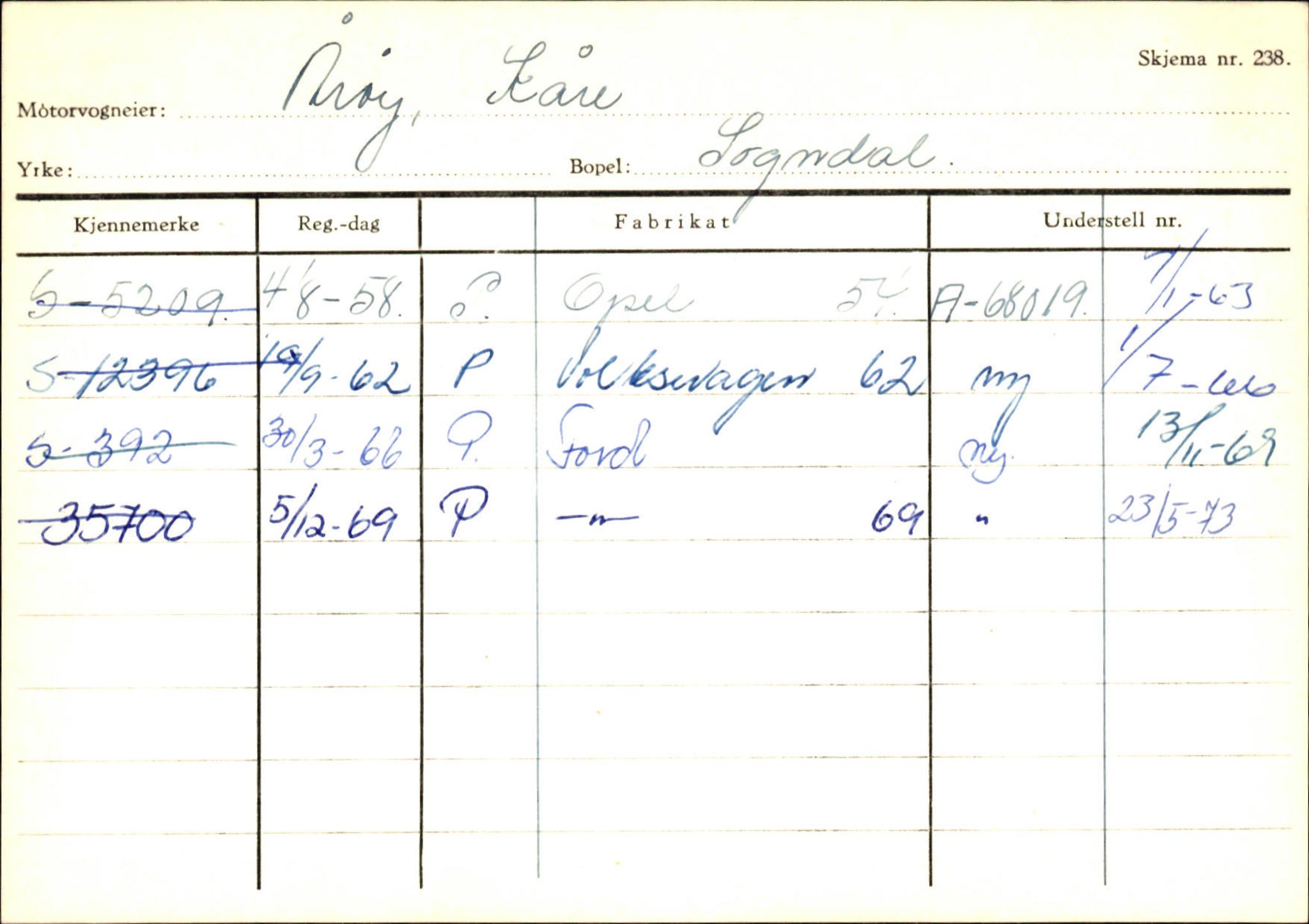 Statens vegvesen, Sogn og Fjordane vegkontor, AV/SAB-A-5301/4/F/L0125: Eigarregister Sogndal V-Å. Aurland A-Å. Fjaler A-N, 1945-1975, p. 361