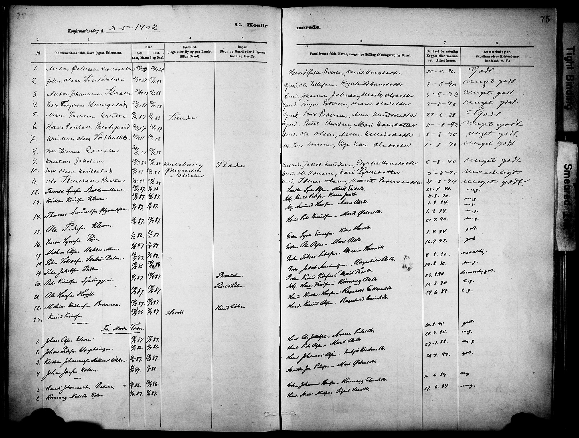 Vågå prestekontor, SAH/PREST-076/H/Ha/Haa/L0010: Parish register (official) no. 10, 1887-1904, p. 75
