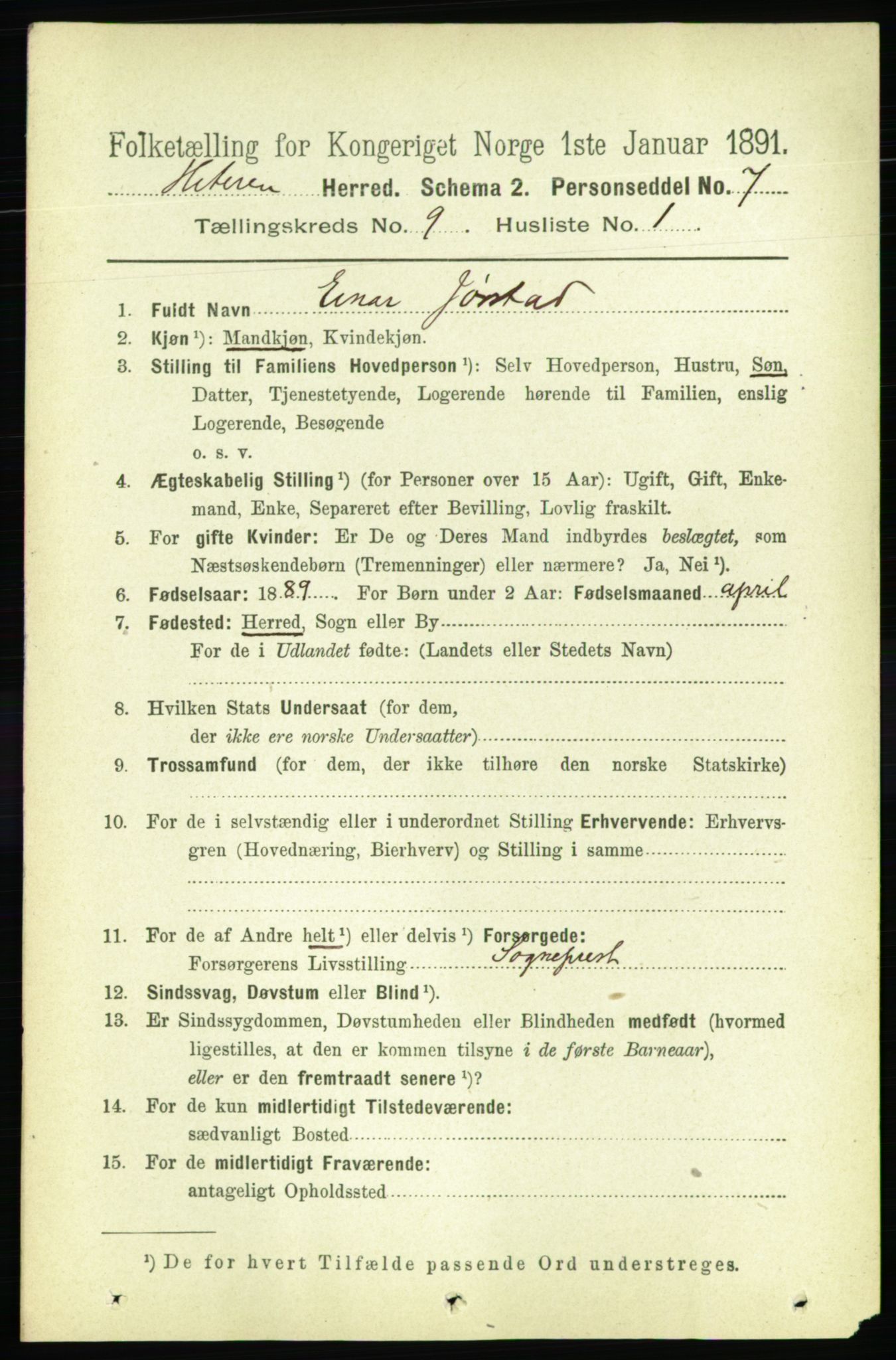 RA, 1891 census for 1617 Hitra, 1891, p. 1755