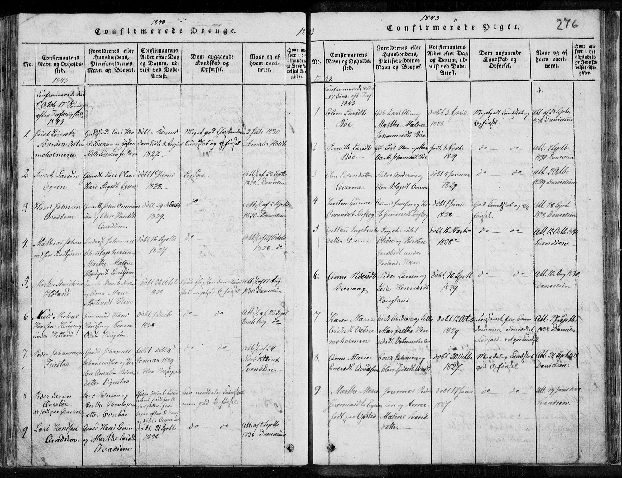 Eigersund sokneprestkontor, SAST/A-101807/S08/L0008: Parish register (official) no. A 8, 1816-1847, p. 276