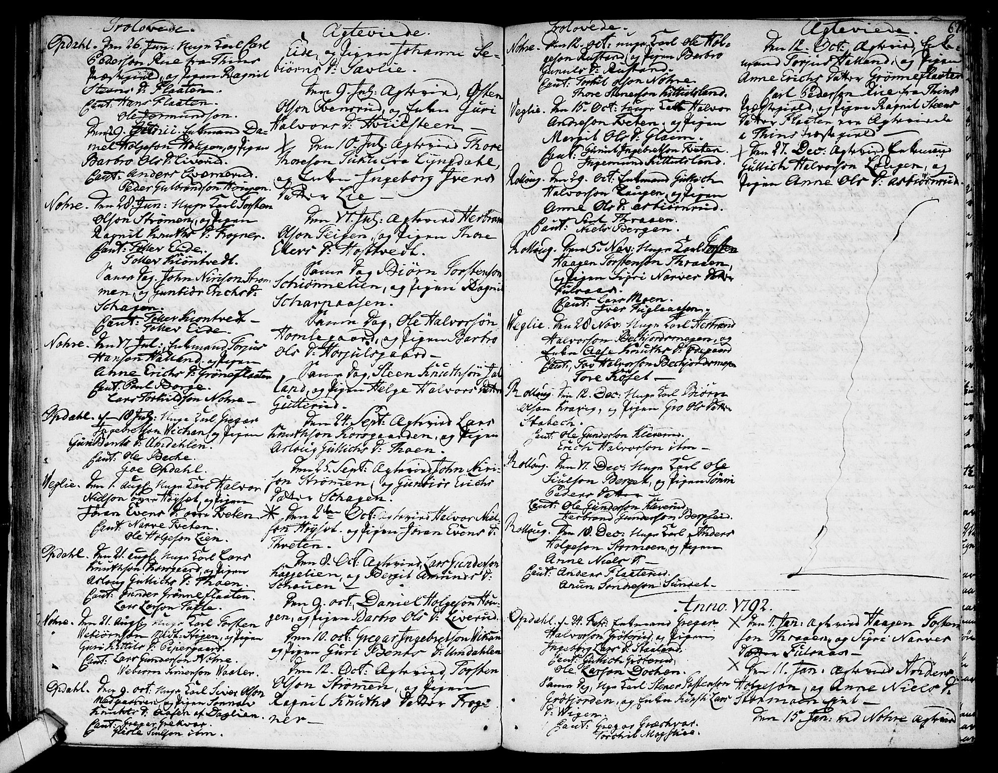 Rollag kirkebøker, SAKO/A-240/F/Fa/L0004: Parish register (official) no. I 4, 1778-1792, p. 67