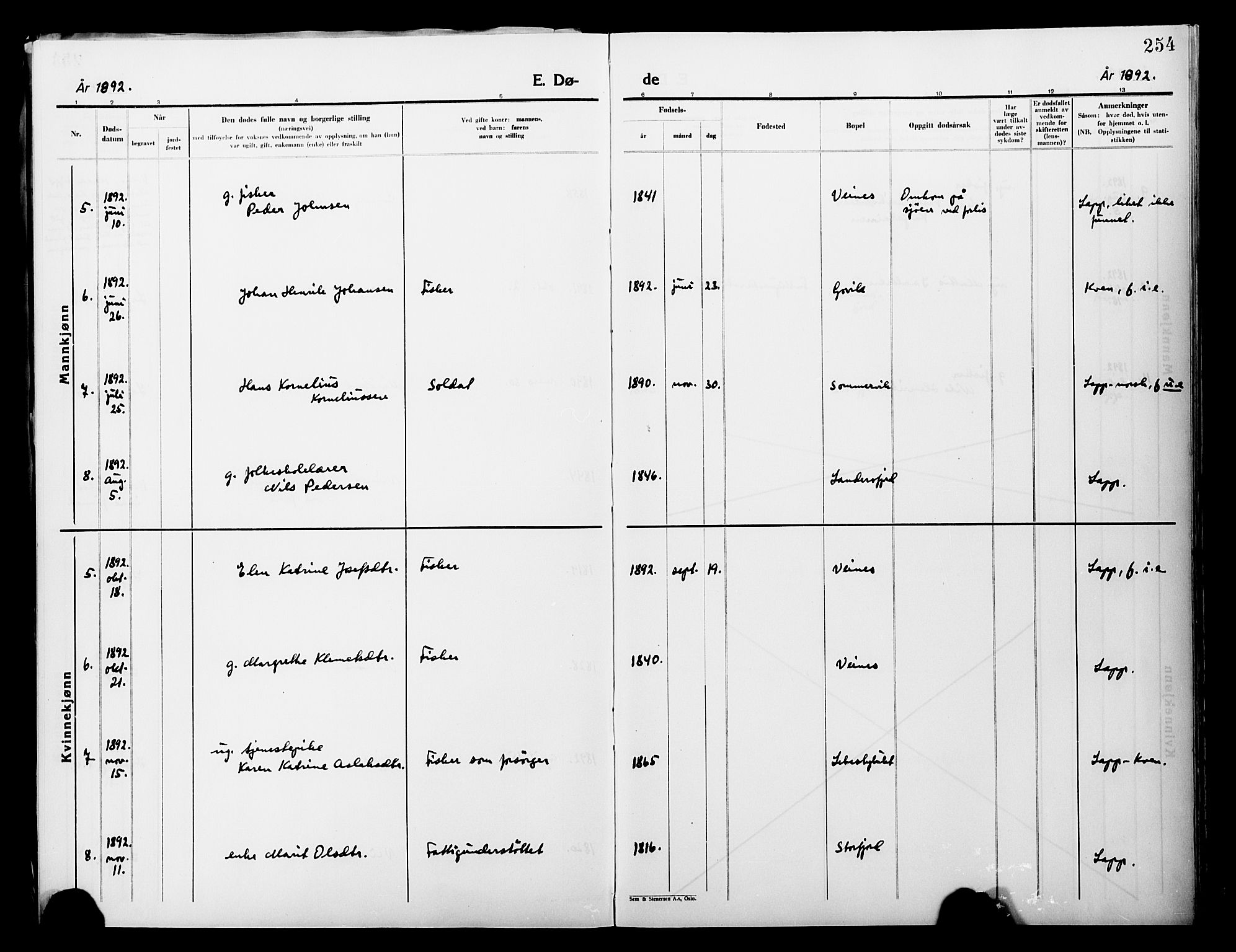 Lebesby sokneprestkontor, AV/SATØ-S-1353/H/Ha/L0004kirke: Parish register (official) no. 4, 1870-1902, p. 254