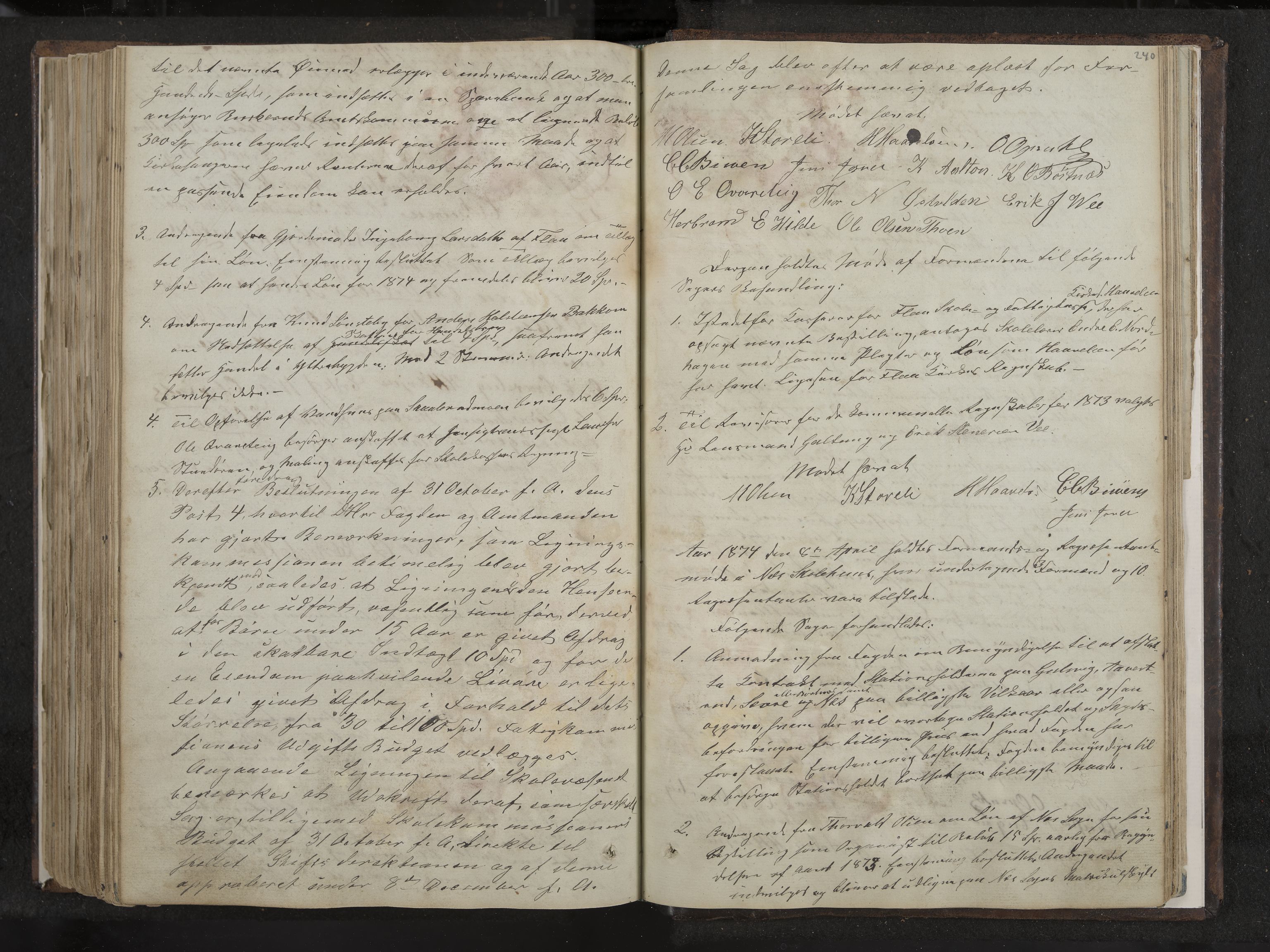 Nes formannskap og sentraladministrasjon, IKAK/0616021-1/A/Aa/L0001: Møtebok med register, 1838-1875, p. 240