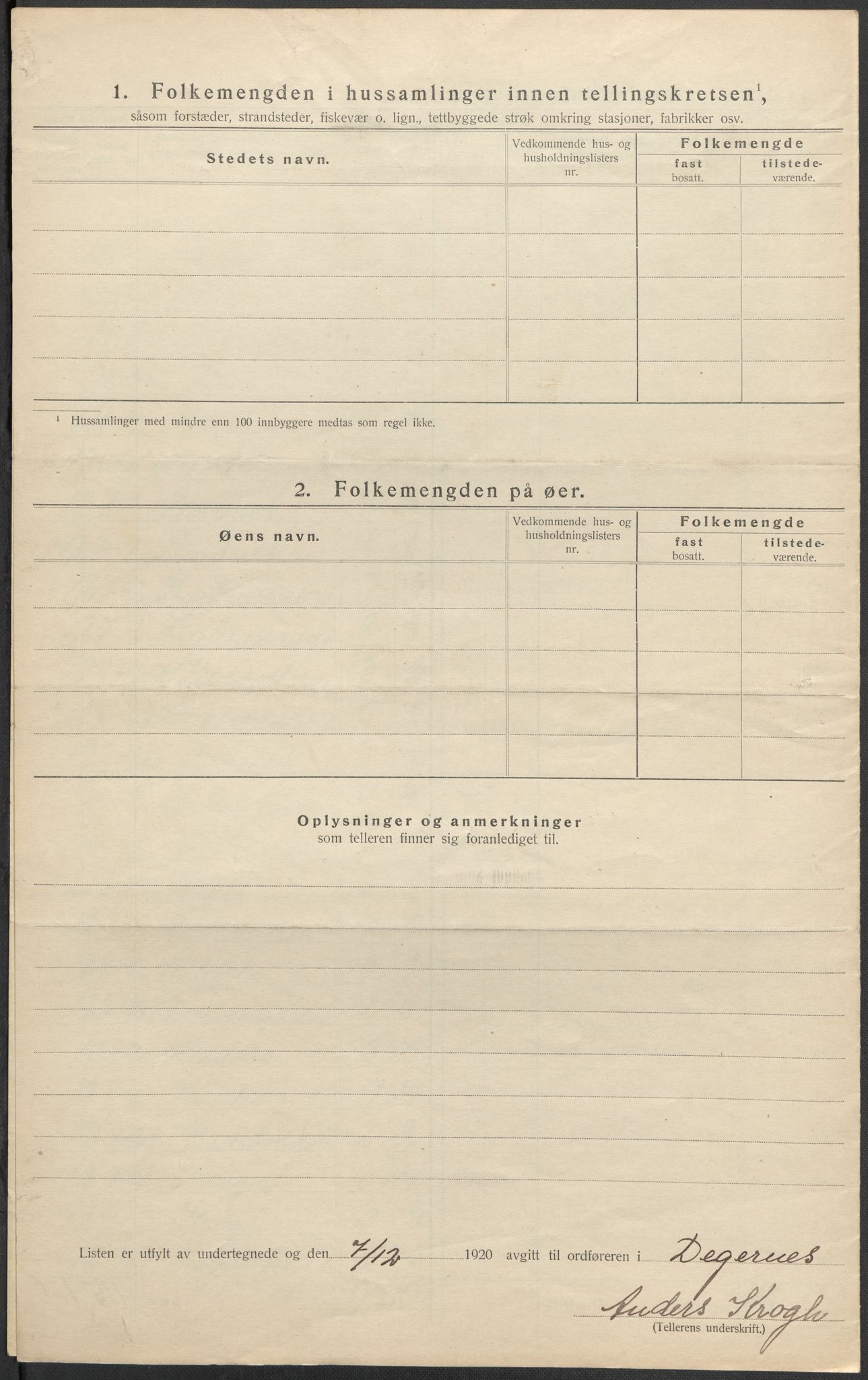 SAO, 1920 census for Degernes, 1920, p. 17