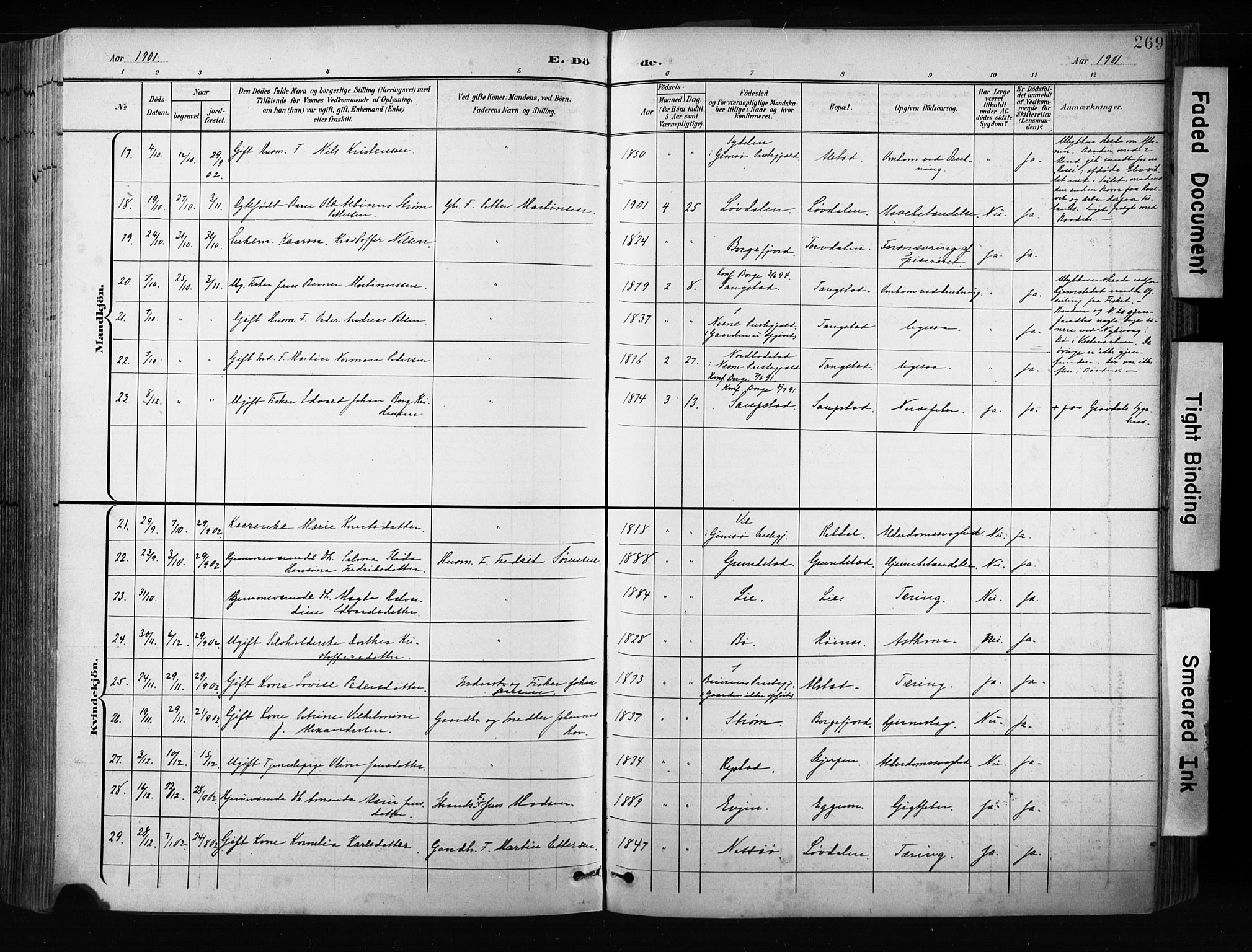 Ministerialprotokoller, klokkerbøker og fødselsregistre - Nordland, AV/SAT-A-1459/880/L1134: Parish register (official) no. 880A08, 1899-1908, p. 269