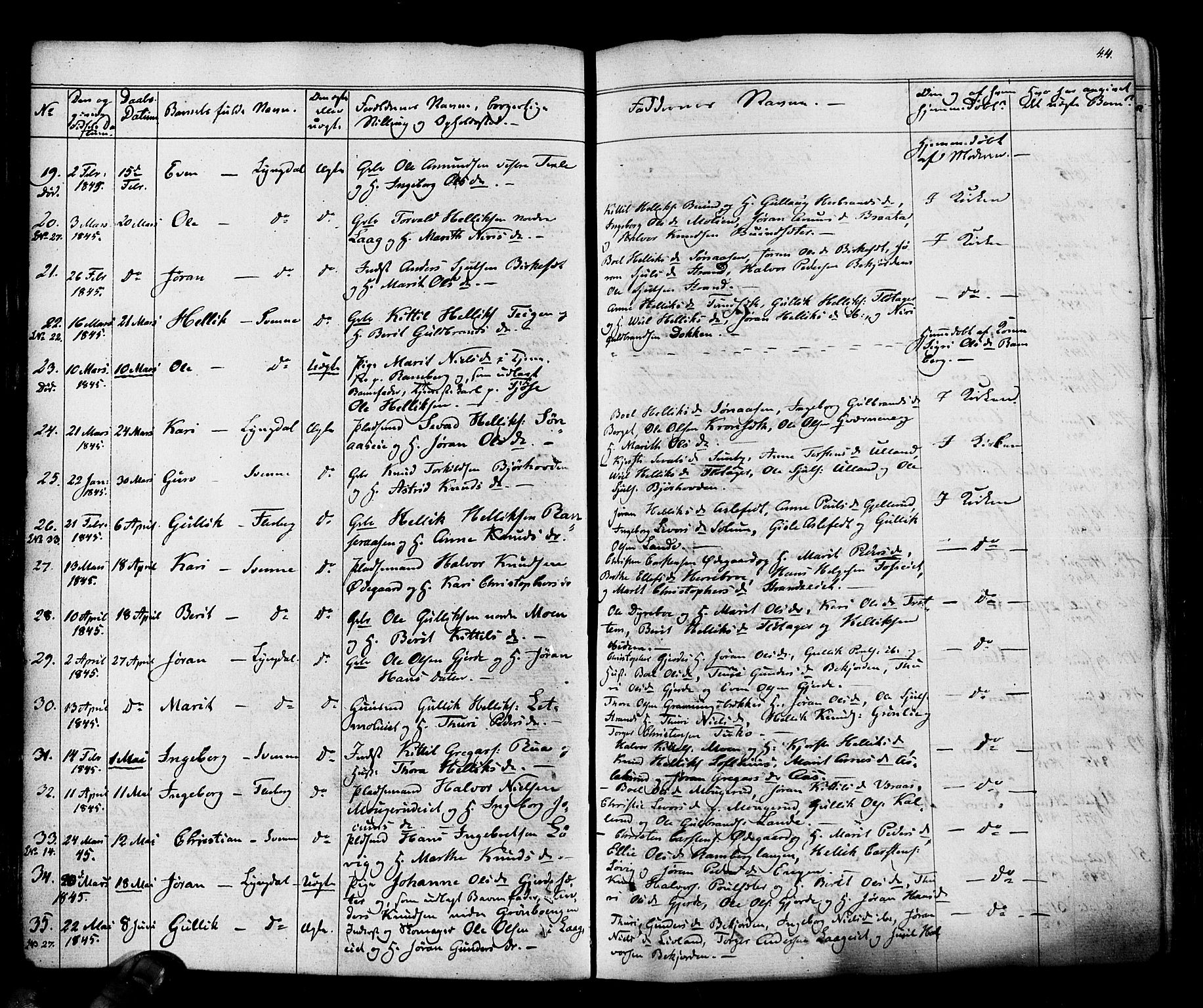 Flesberg kirkebøker, AV/SAKO-A-18/F/Fa/L0006: Parish register (official) no. I 6, 1834-1860, p. 44