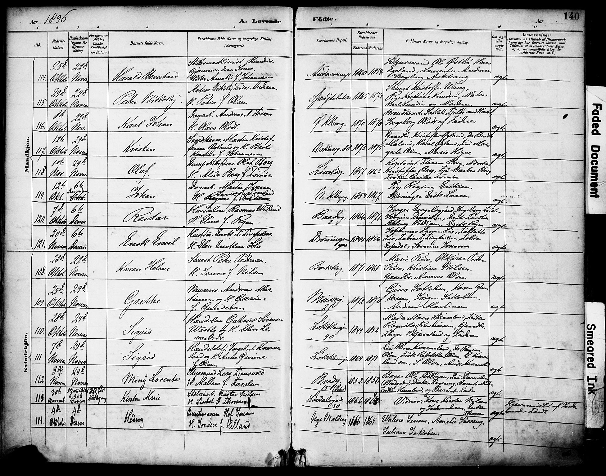 Domkirken sokneprestkontor, SAST/A-101812/001/30/30BA/L0030: Parish register (official) no. A 29, 1889-1902, p. 140