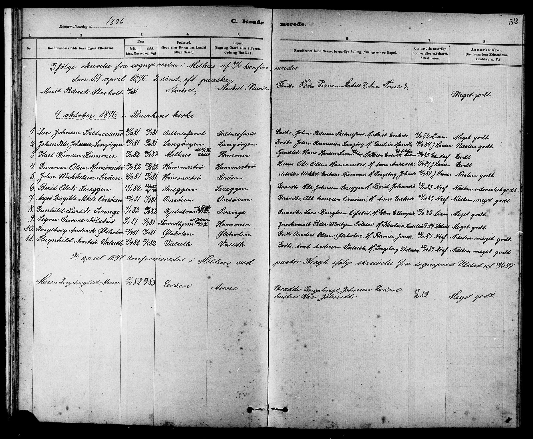 Ministerialprotokoller, klokkerbøker og fødselsregistre - Sør-Trøndelag, SAT/A-1456/666/L0790: Parish register (copy) no. 666C03, 1885-1908, p. 52