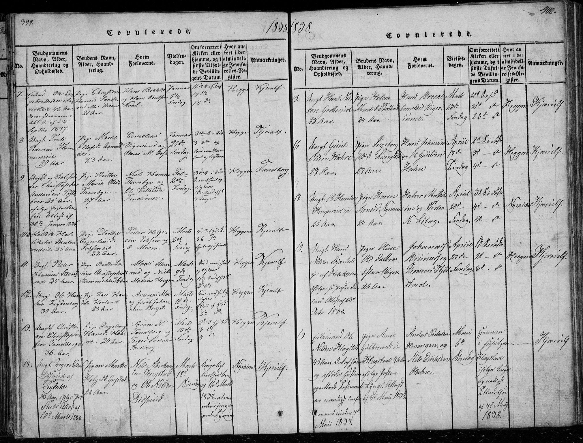 Modum kirkebøker, SAKO/A-234/G/Ga/L0003: Parish register (copy) no. I 3, 1832-1842, p. 399-400