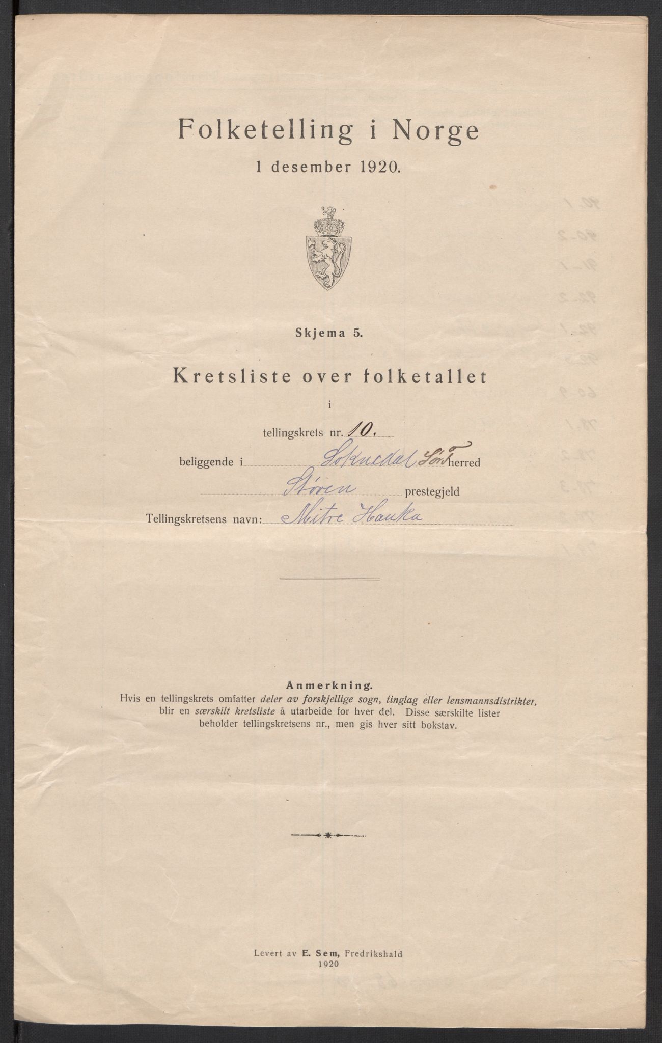 SAT, 1920 census for Soknedal, 1920, p. 34