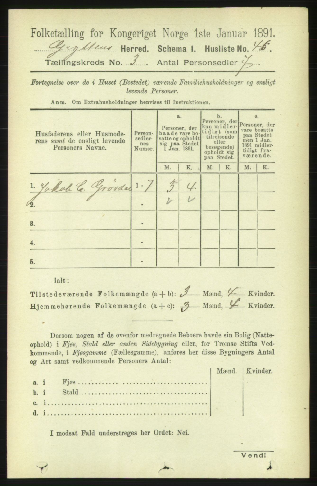 RA, 1891 census for 1539 Grytten, 1891, p. 912