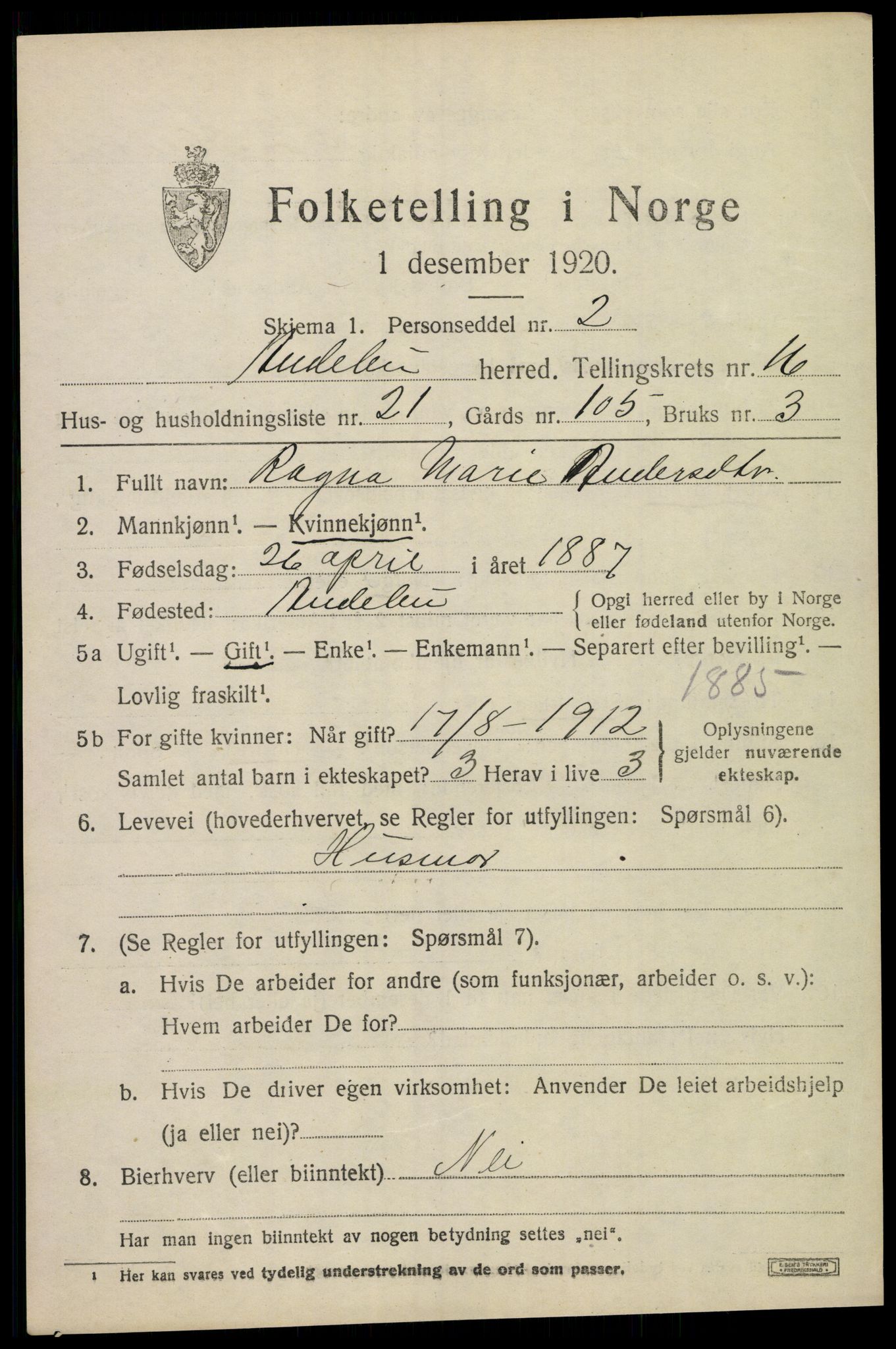 SAKO, 1920 census for Andebu, 1920, p. 5694