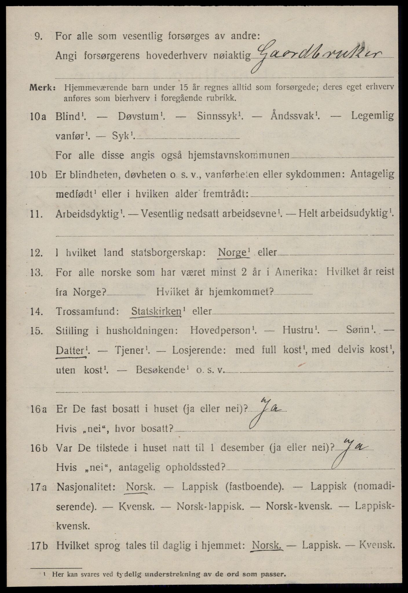 SAT, 1920 census for Hølonda, 1920, p. 2196