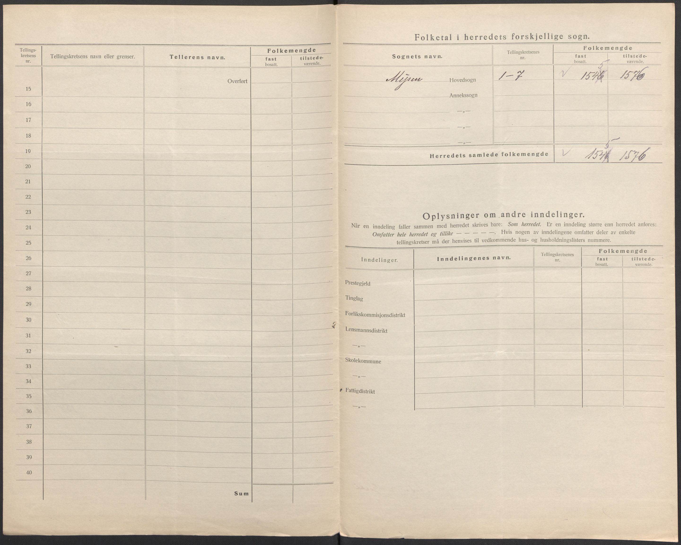 SAO, 1920 census for Mysen, 1920, p. 7