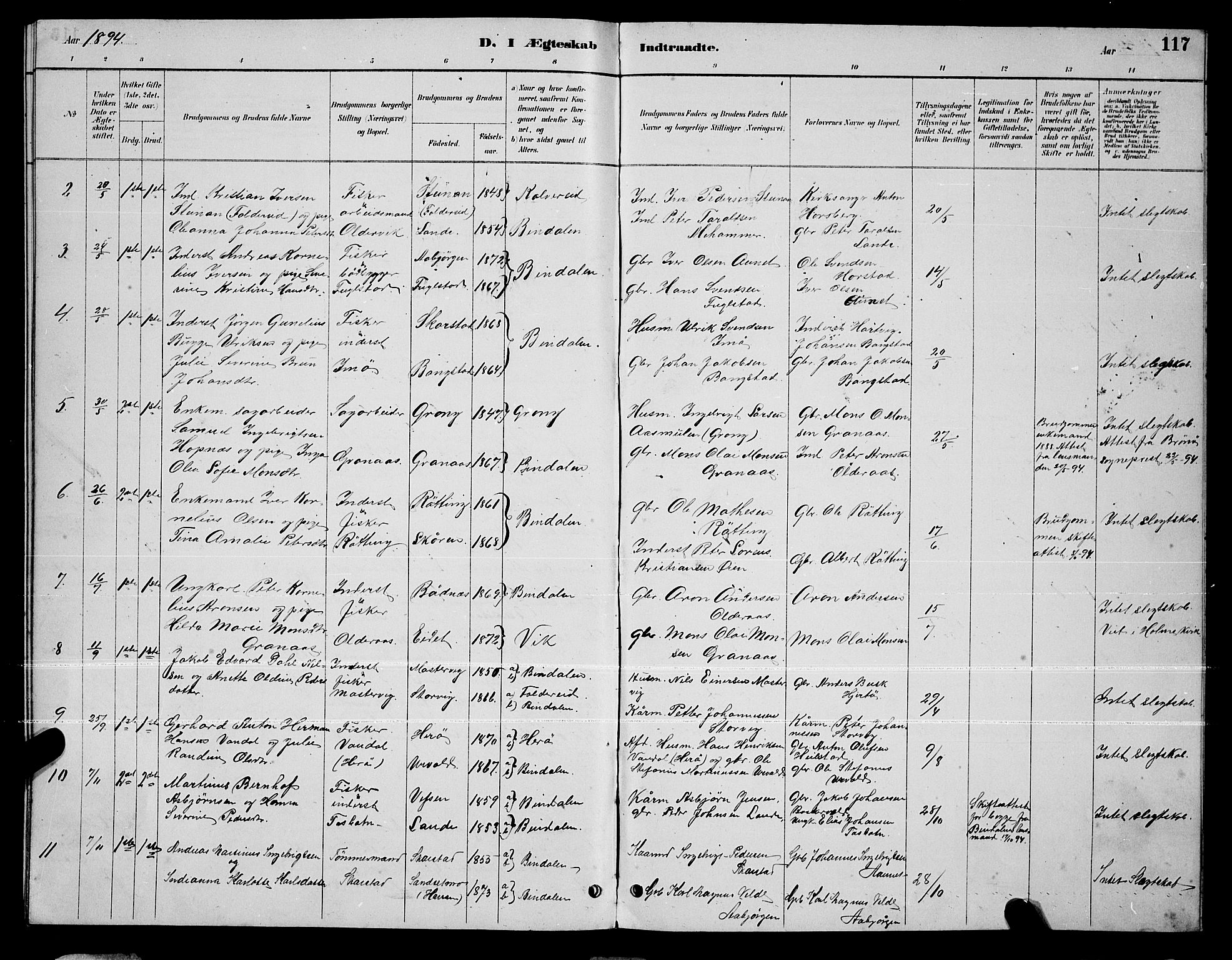 Ministerialprotokoller, klokkerbøker og fødselsregistre - Nordland, SAT/A-1459/810/L0160: Parish register (copy) no. 810C03, 1884-1896, p. 117