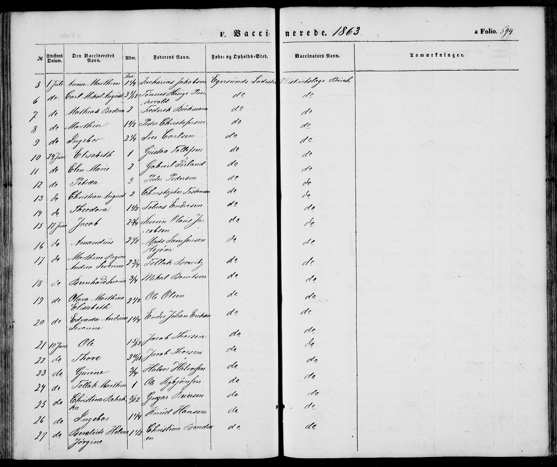 Eigersund sokneprestkontor, SAST/A-101807/S08/L0013: Parish register (official) no. A 12.2, 1850-1865, p. 594