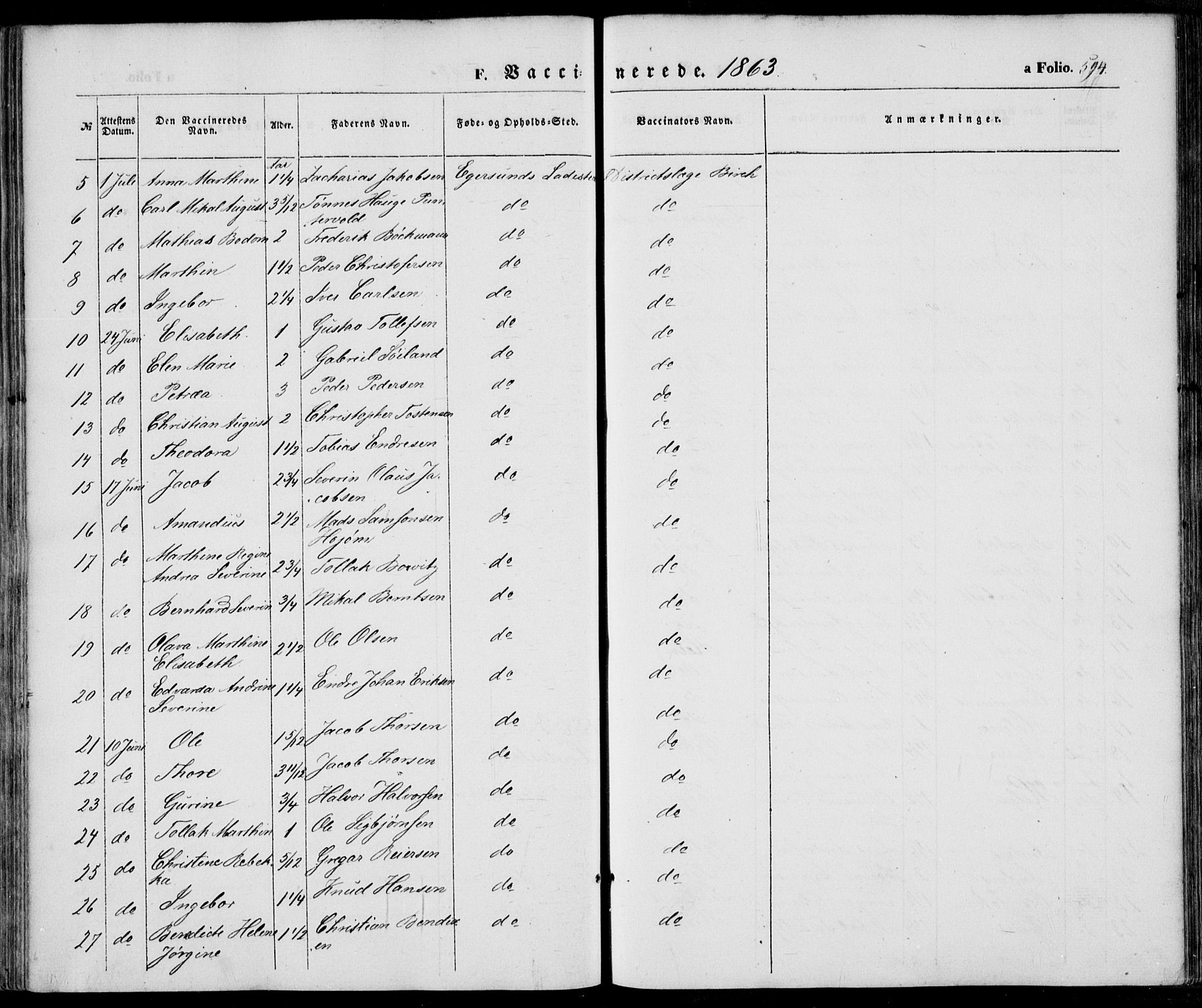 Eigersund sokneprestkontor, AV/SAST-A-101807/S08/L0013: Parish register (official) no. A 12.2, 1850-1865, p. 594