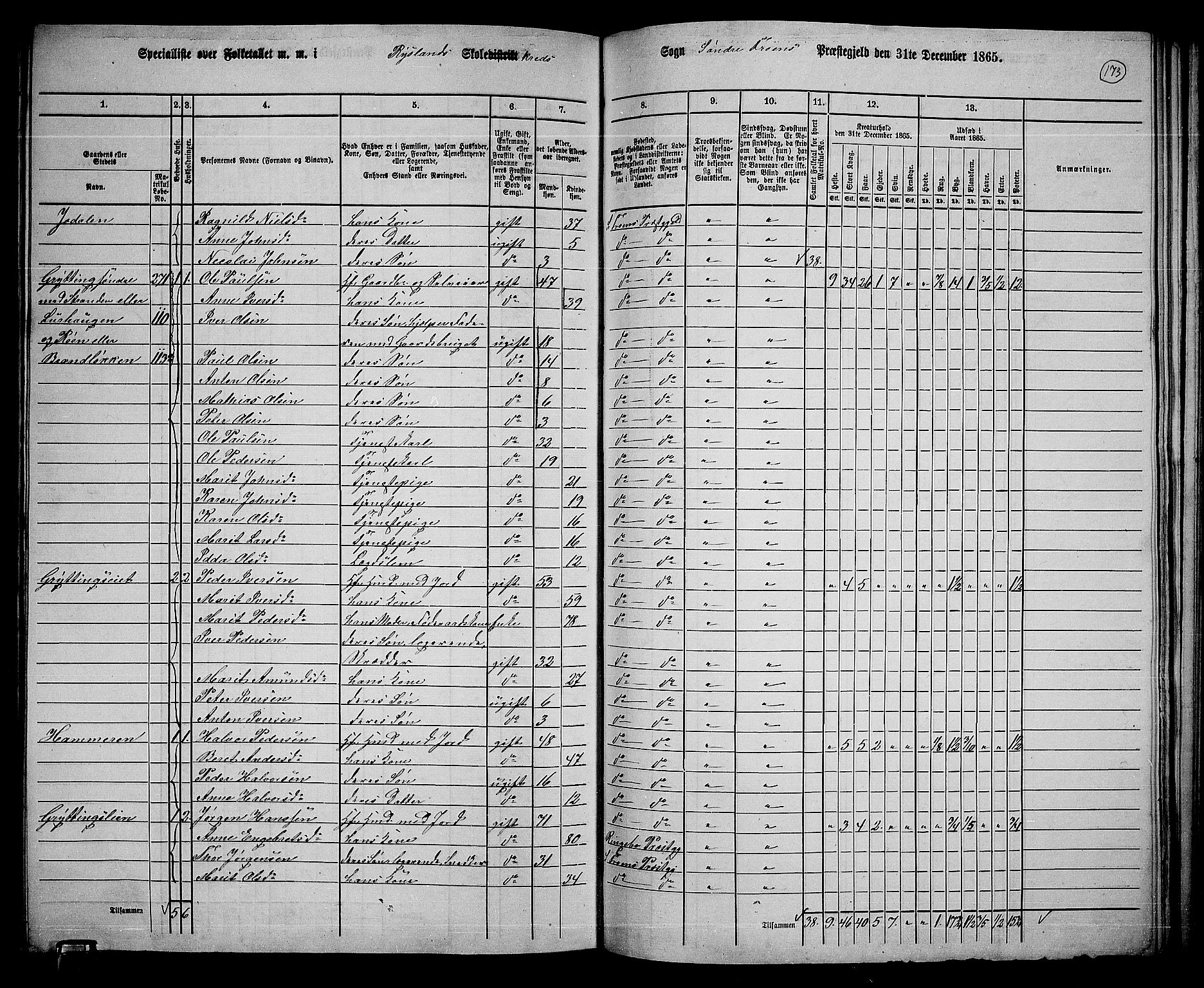 RA, 1865 census for Sør-Fron, 1865, p. 138