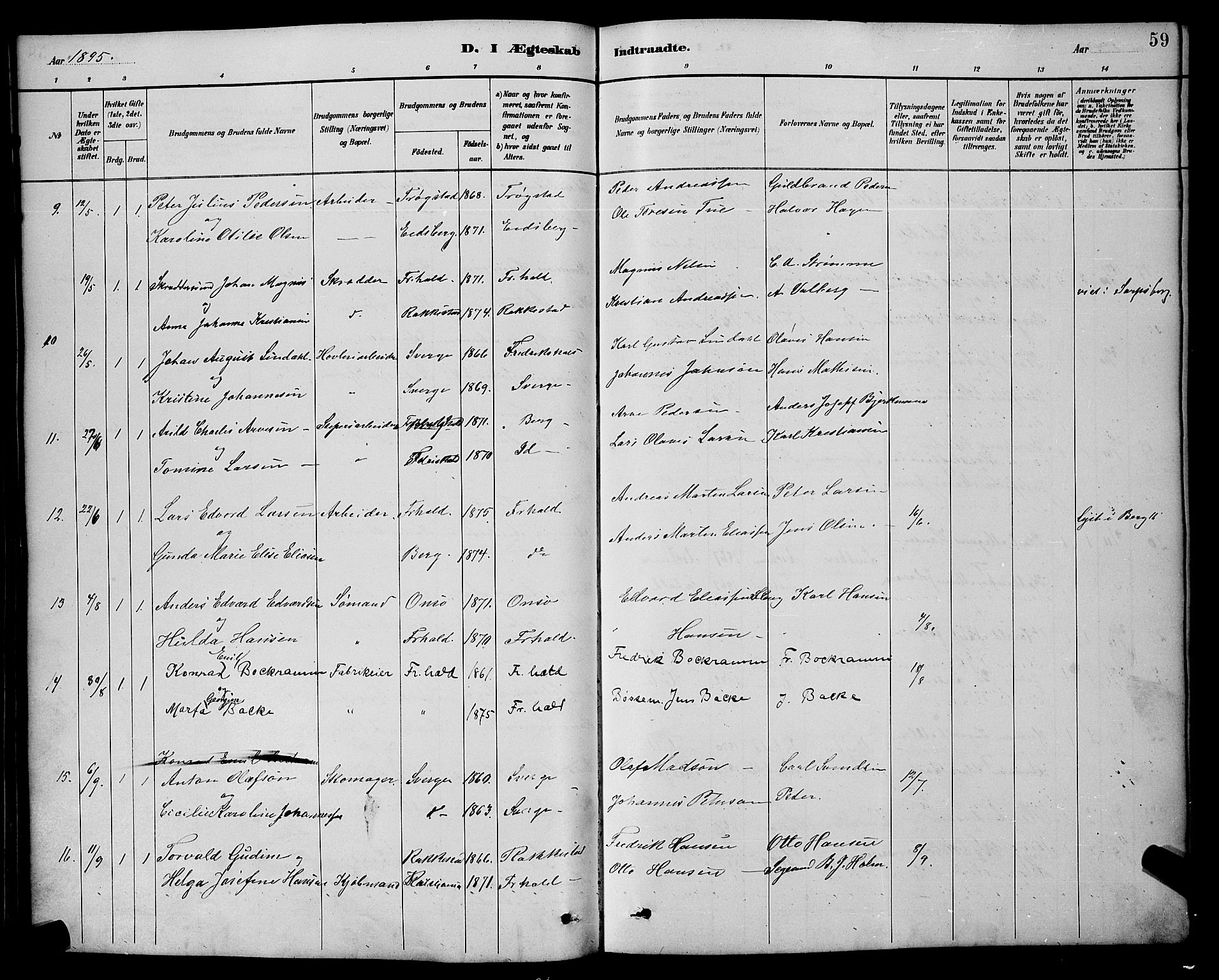 Halden prestekontor Kirkebøker, AV/SAO-A-10909/G/Ga/L0009: Parish register (copy) no. 9, 1885-1908, p. 59