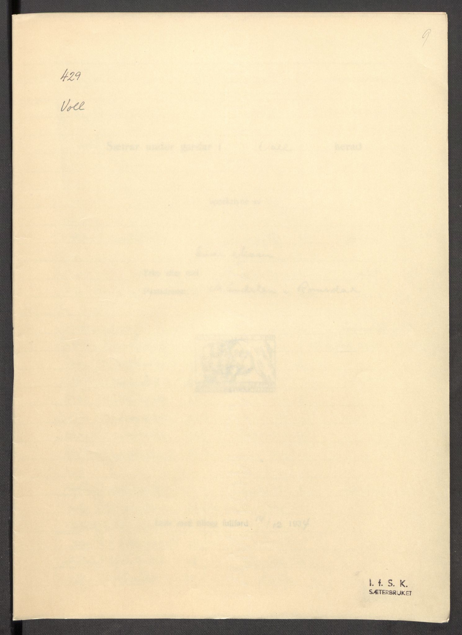 Instituttet for sammenlignende kulturforskning, AV/RA-PA-0424/F/Fc/L0012/0004: Eske B12: / Møre og Romsdal (perm XXXIV), 1934-1938, p. 9