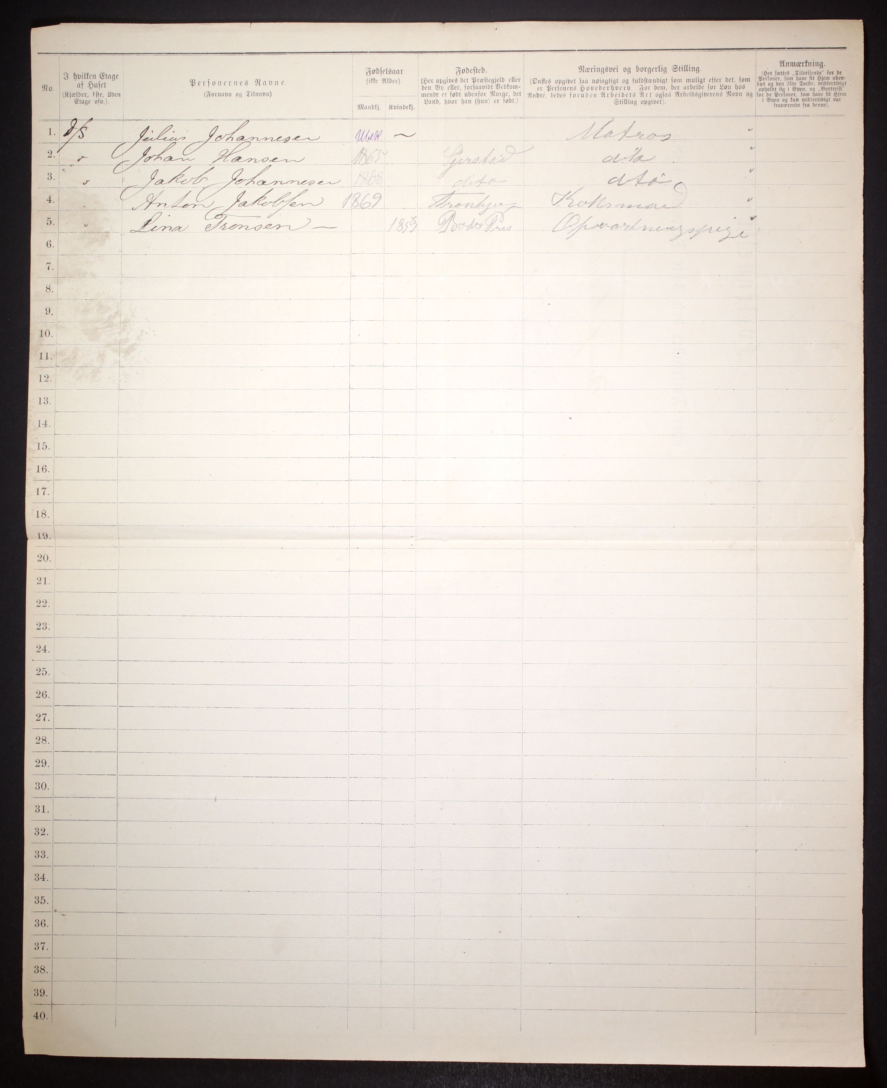 SAT, 1885 census for 1804 Bodø, 1885, p. 9