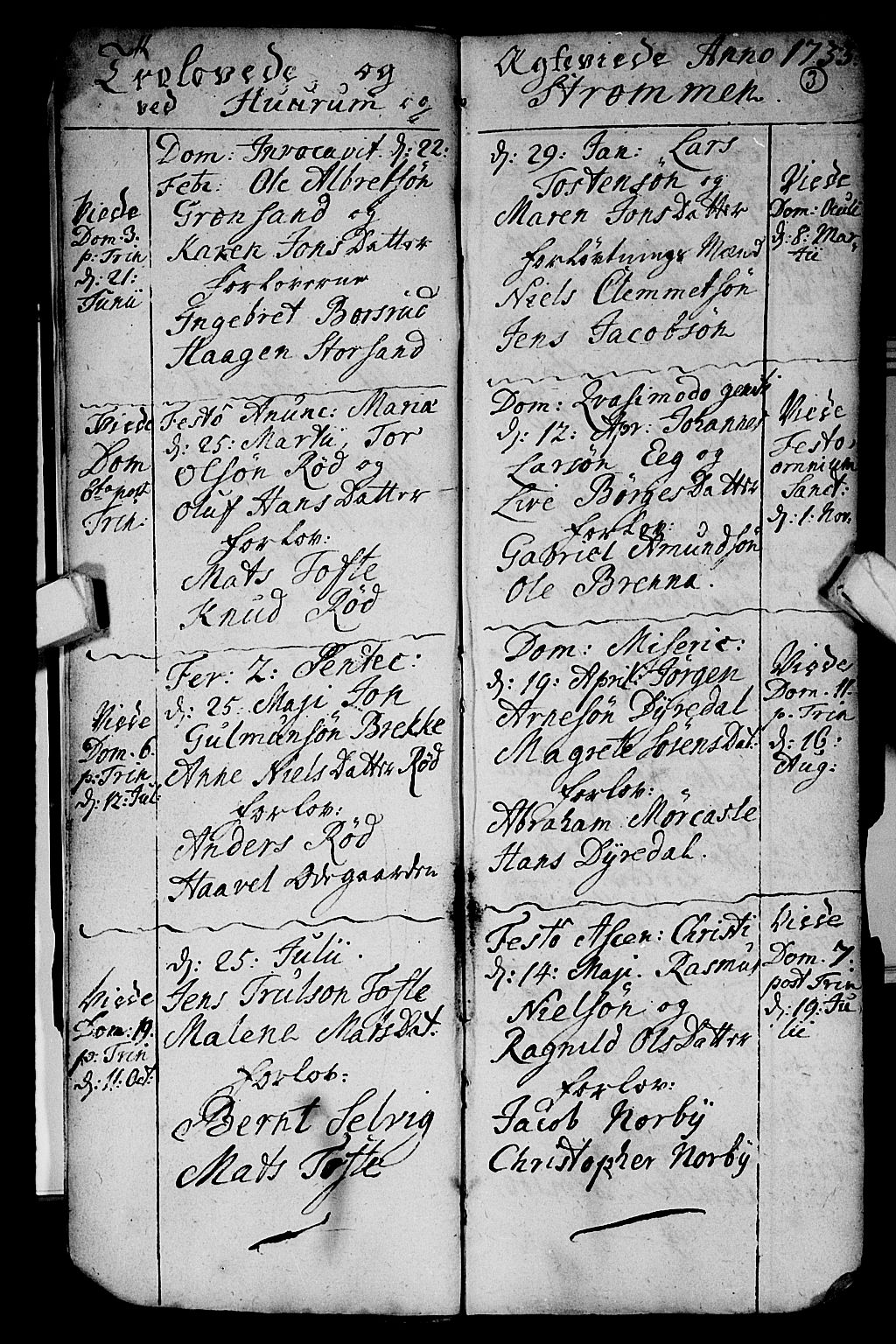 Hurum kirkebøker, SAKO/A-229/F/Fa/L0003: Parish register (official) no. 3, 1733-1757, p. 3