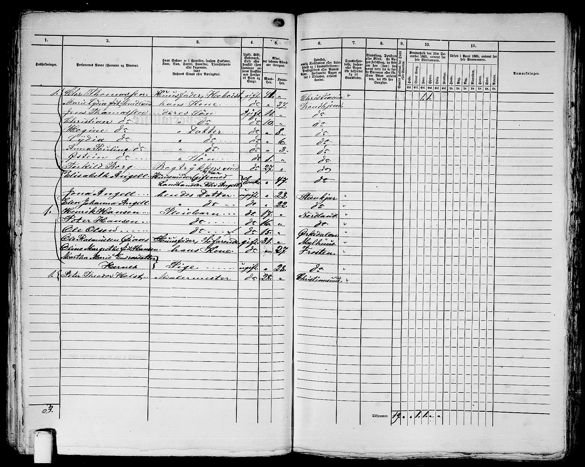 RA, 1865 census for Trondheim, 1865, p. 1177