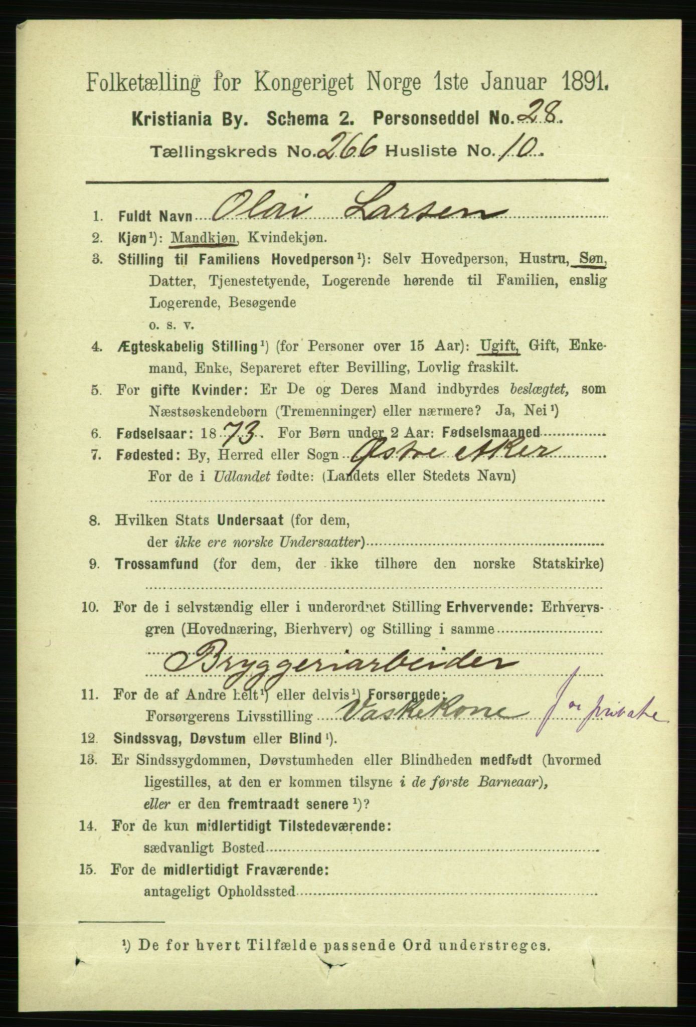 RA, 1891 census for 0301 Kristiania, 1891, p. 161453