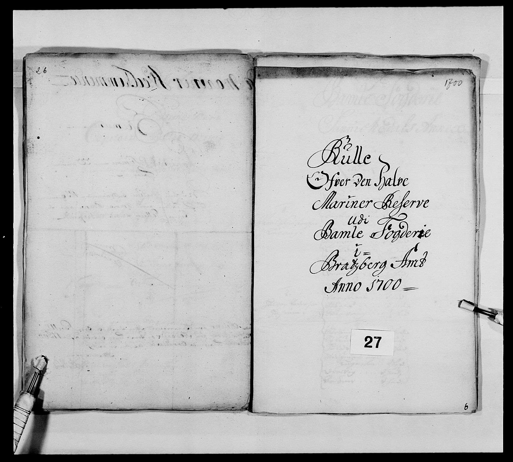 Kommanderende general (KG I) med Det norske krigsdirektorium, AV/RA-EA-5419/E/Ea/L0473: Marineregimentet, 1664-1701, p. 296