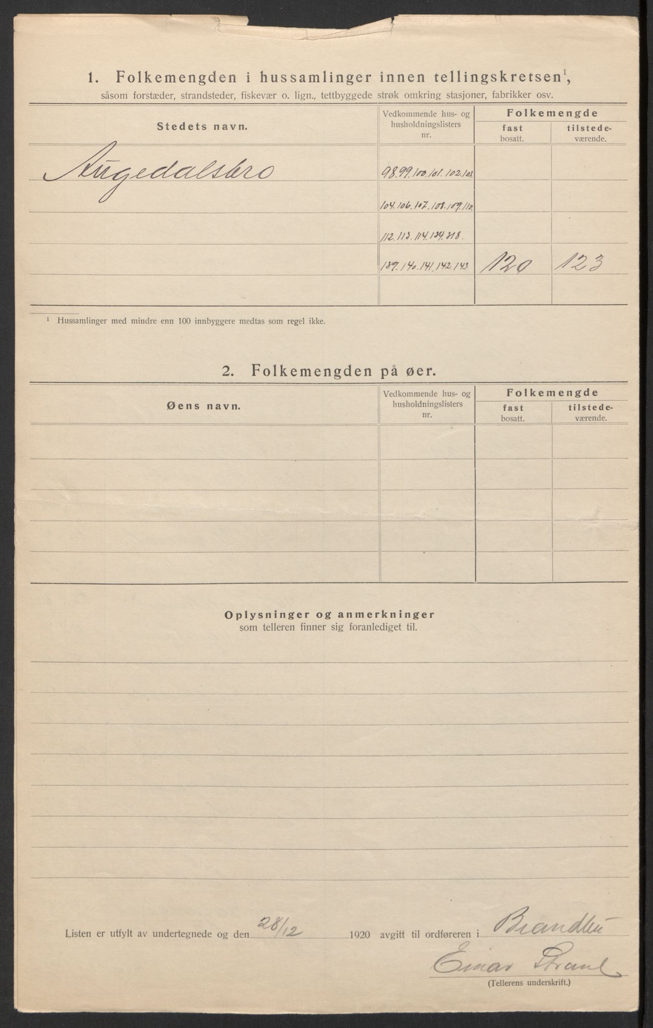 SAH, 1920 census for Brandbu, 1920, p. 14