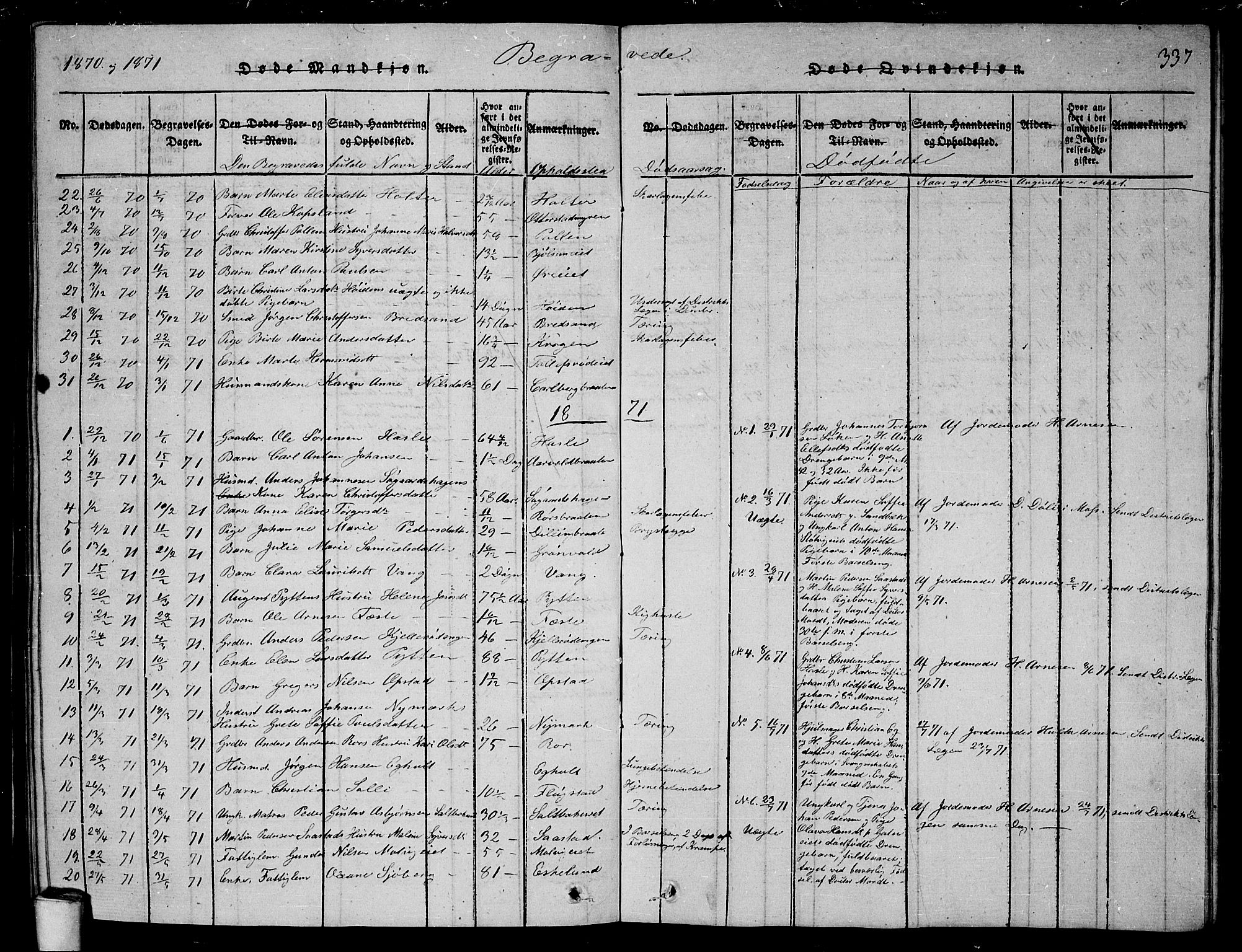 Rygge prestekontor Kirkebøker, SAO/A-10084b/G/Ga/L0001: Parish register (copy) no. 1, 1814-1871, p. 336-337