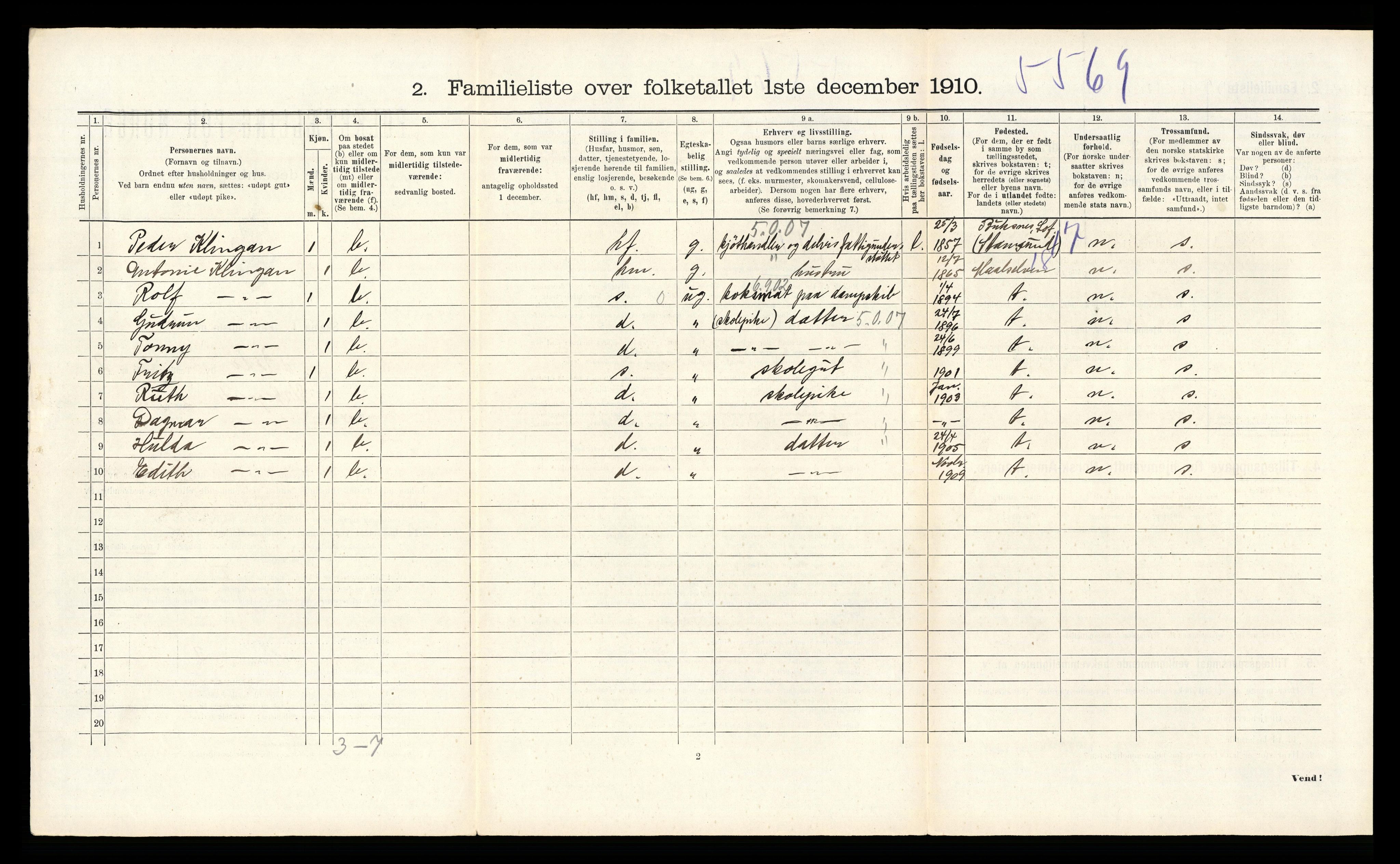 RA, 1910 census for Bodø, 1910, p. 334