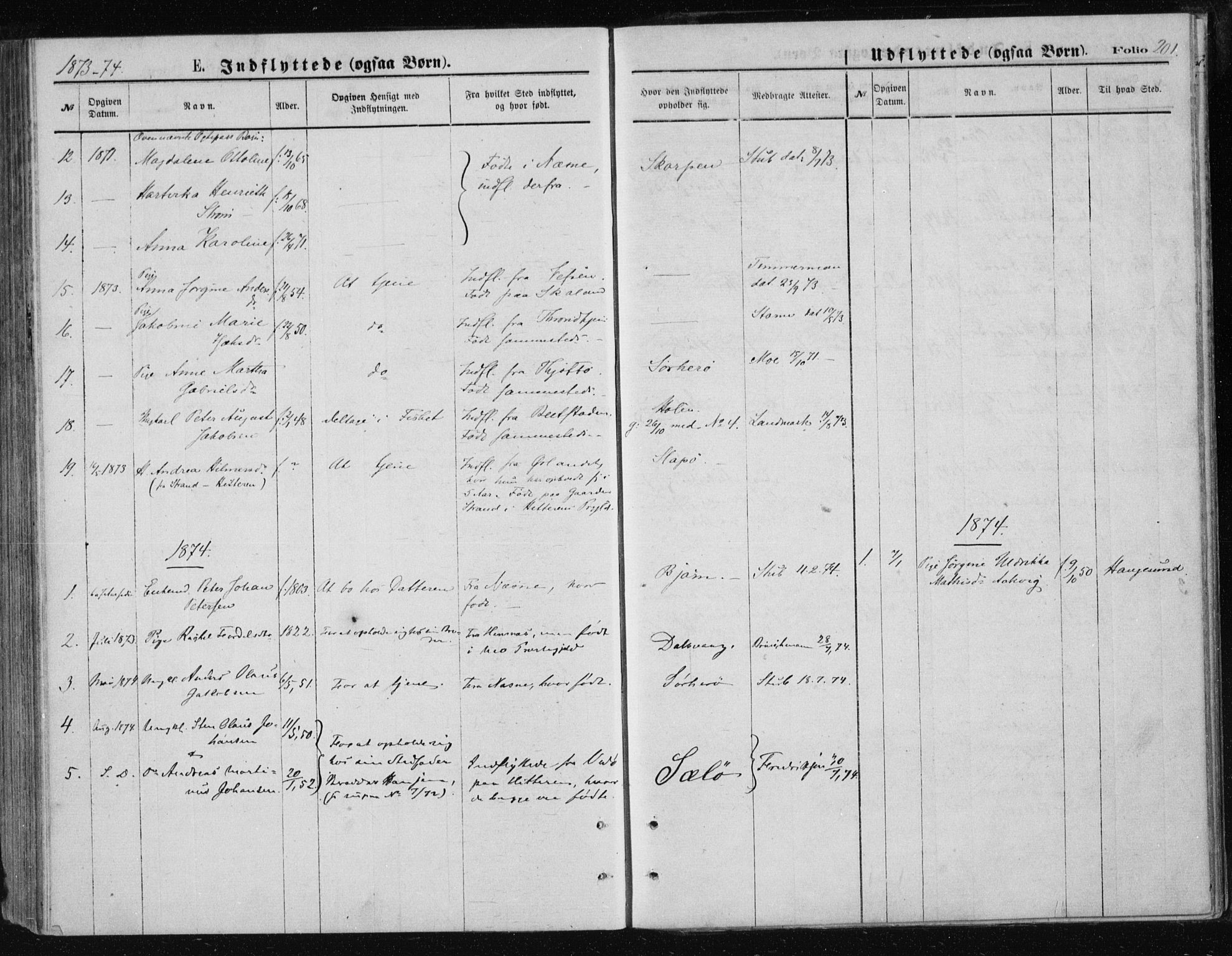 Ministerialprotokoller, klokkerbøker og fødselsregistre - Nordland, AV/SAT-A-1459/834/L0506: Parish register (official) no. 834A04, 1872-1878, p. 201