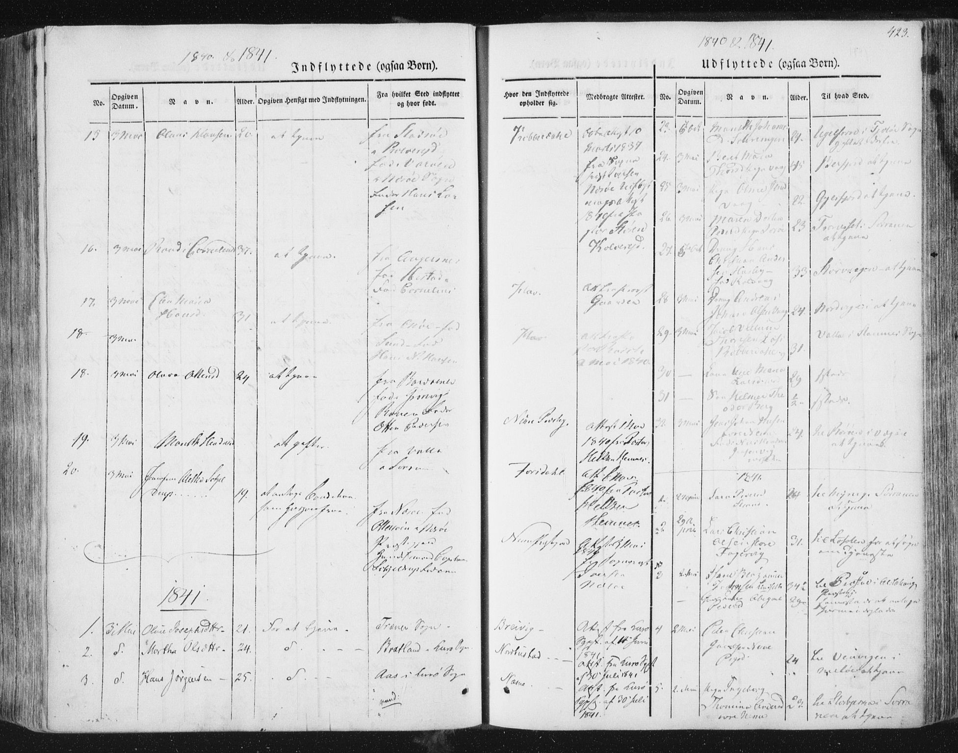 Ministerialprotokoller, klokkerbøker og fødselsregistre - Nordland, AV/SAT-A-1459/838/L0549: Parish register (official) no. 838A07, 1840-1854, p. 423