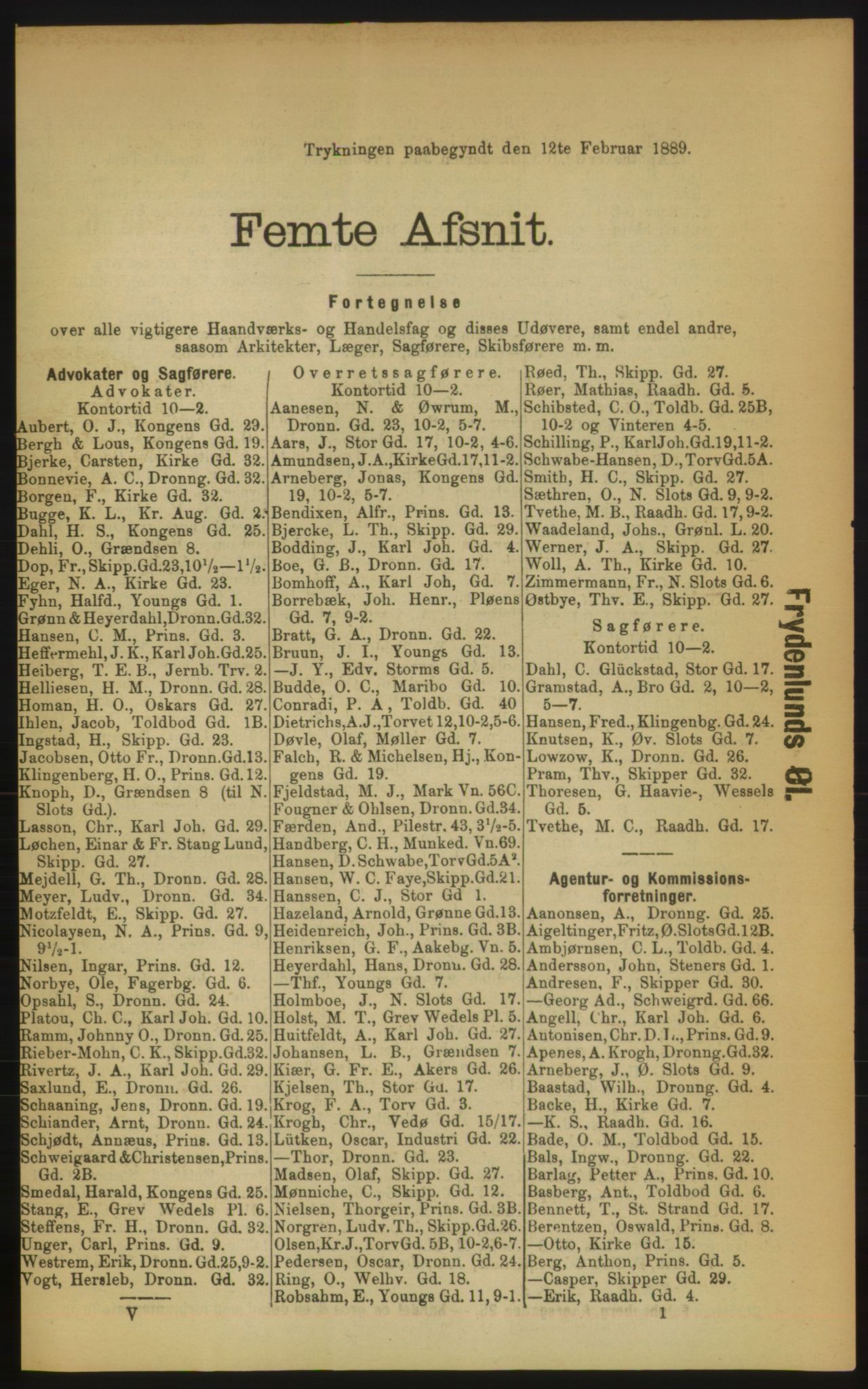 Kristiania/Oslo adressebok, PUBL/-, 1889, p. 607