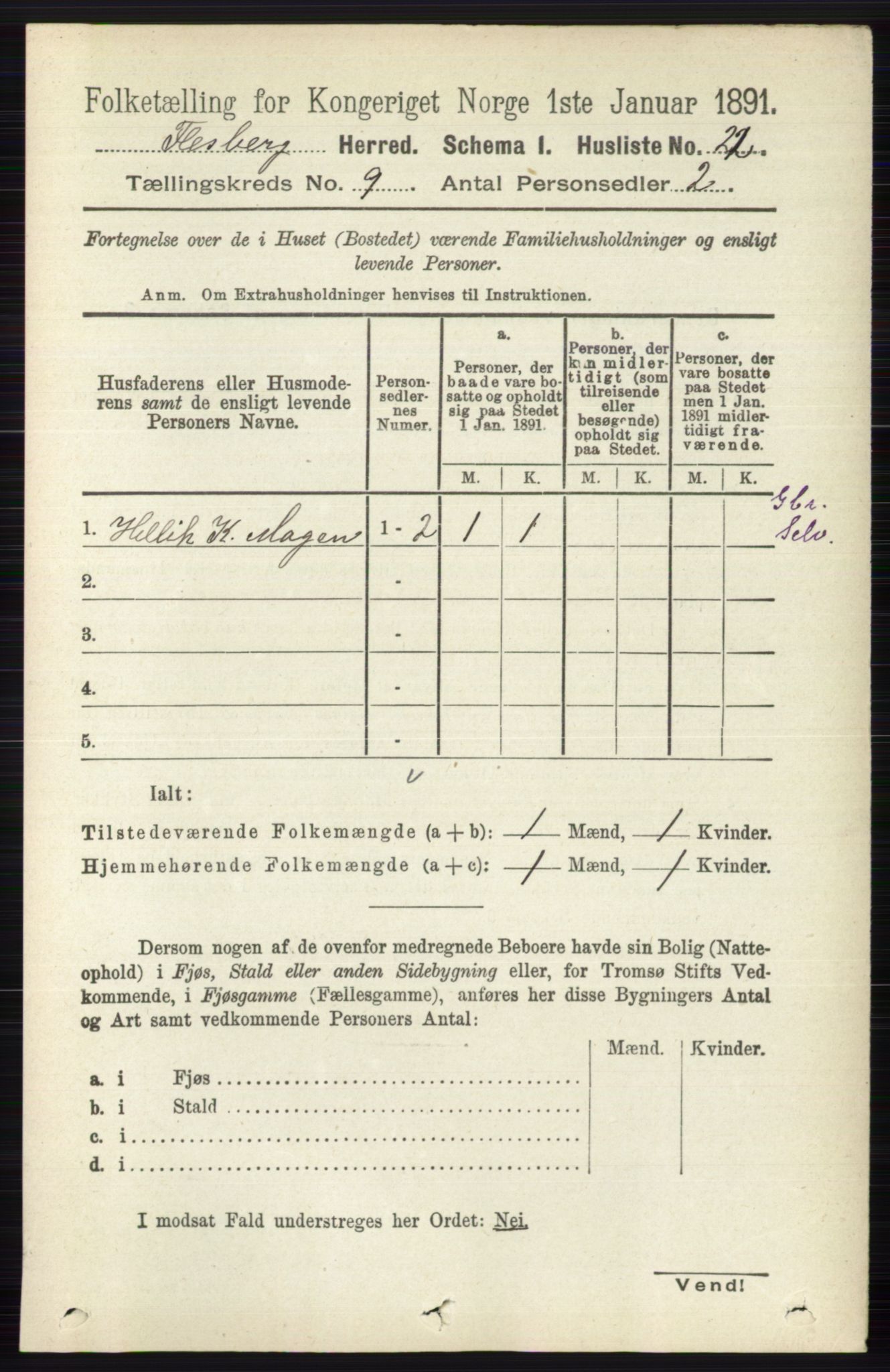 RA, 1891 census for 0631 Flesberg, 1891, p. 1522