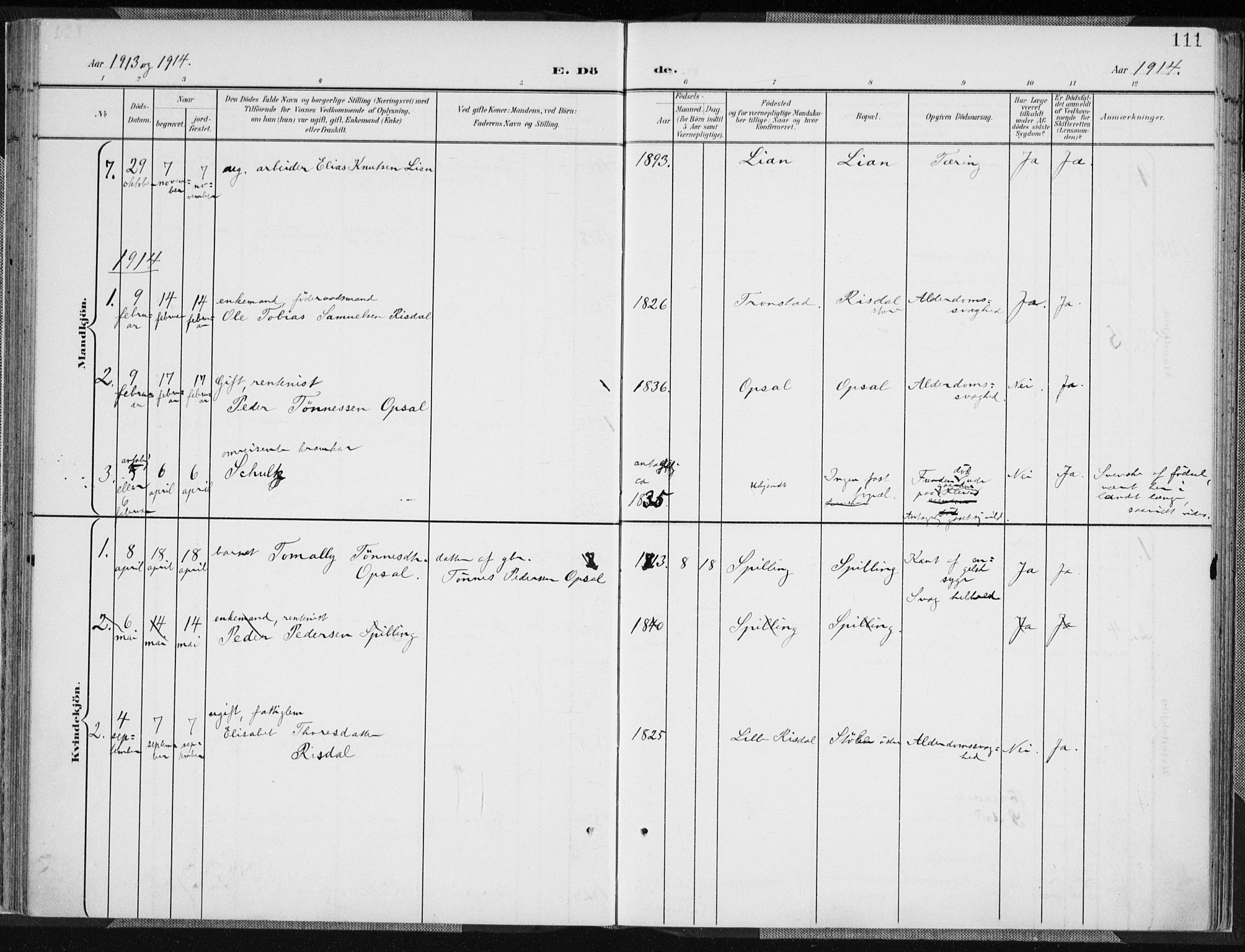 Nord-Audnedal sokneprestkontor, SAK/1111-0032/F/Fa/Fab/L0004: Parish register (official) no. A 4, 1901-1917, p. 111