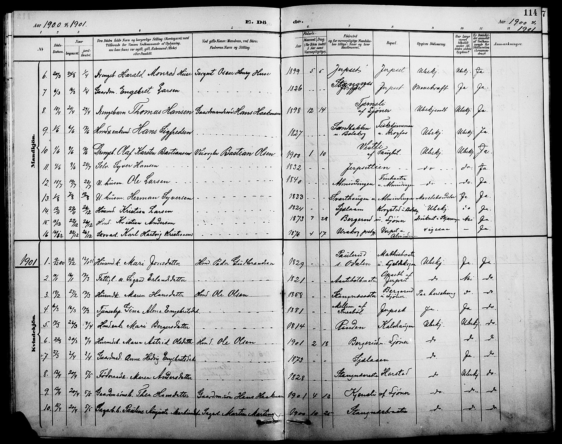 Eidskog prestekontor, AV/SAH-PREST-026/H/Ha/Hab/L0002: Parish register (copy) no. 2, 1895-1923, p. 114