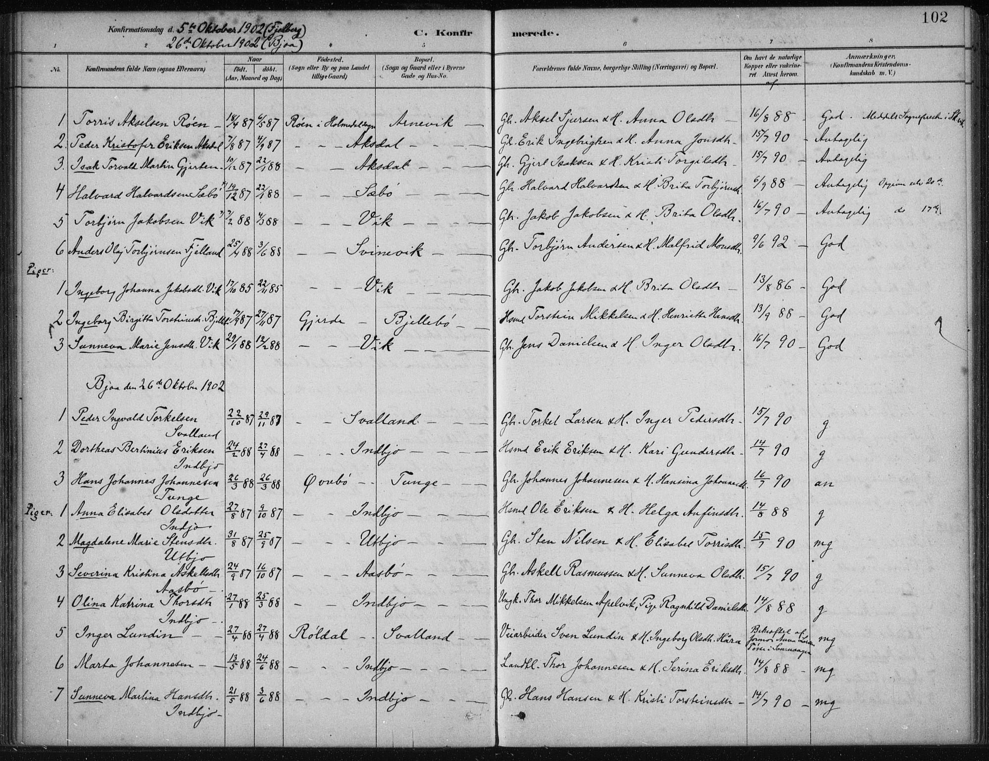 Fjelberg sokneprestembete, SAB/A-75201/H/Haa: Parish register (official) no. B  1, 1879-1919, p. 102